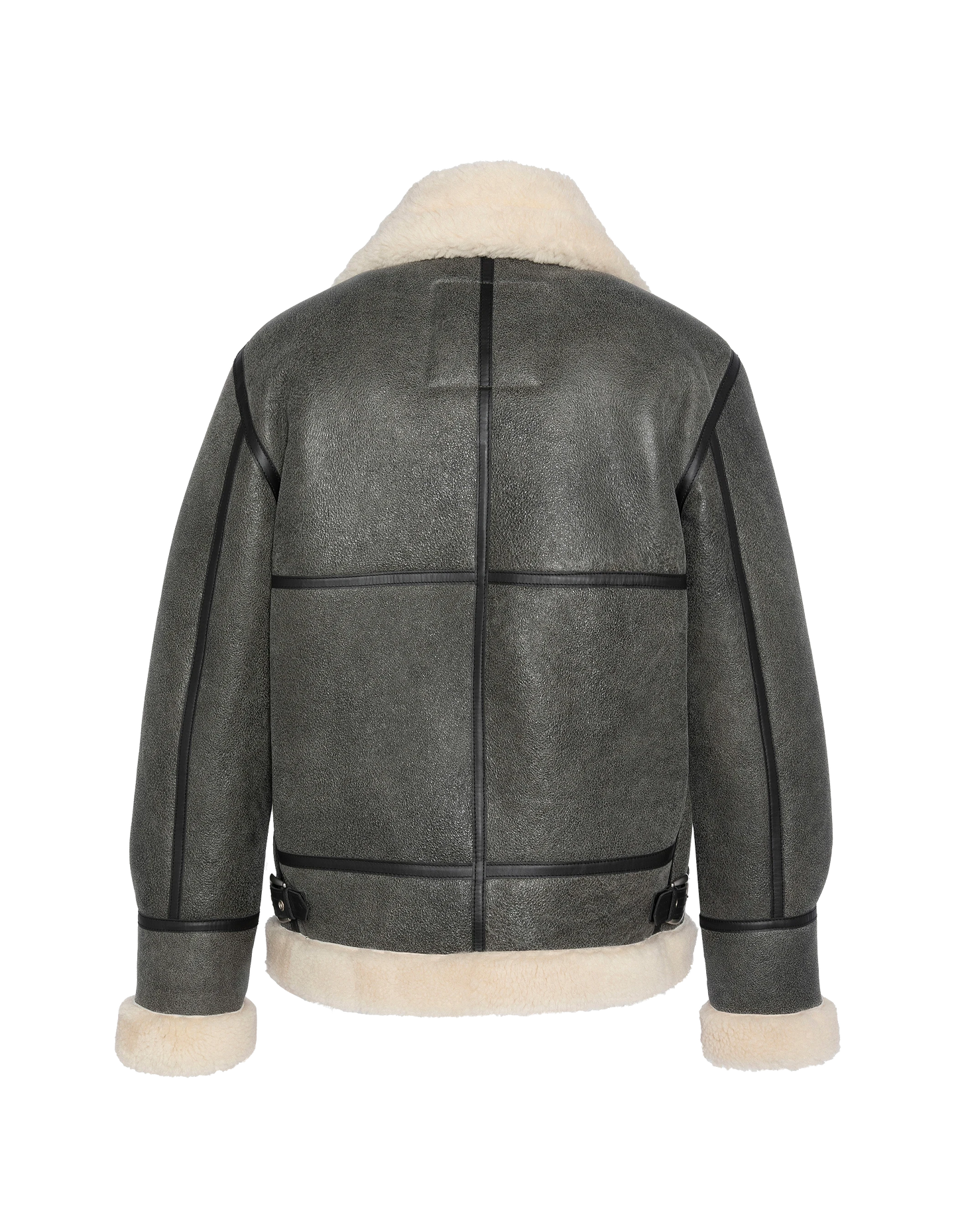 Bombardier B-3 chaqueta gris vintage, cuero de oveja