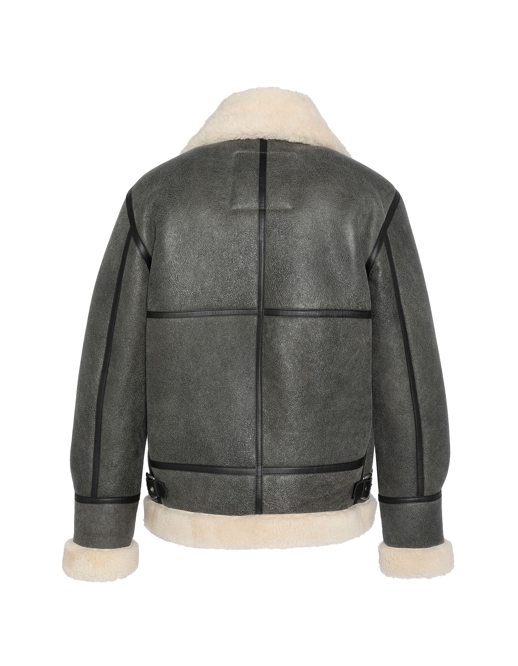 Bombardier B-3 chaqueta gris vintage, cuero de oveja-7