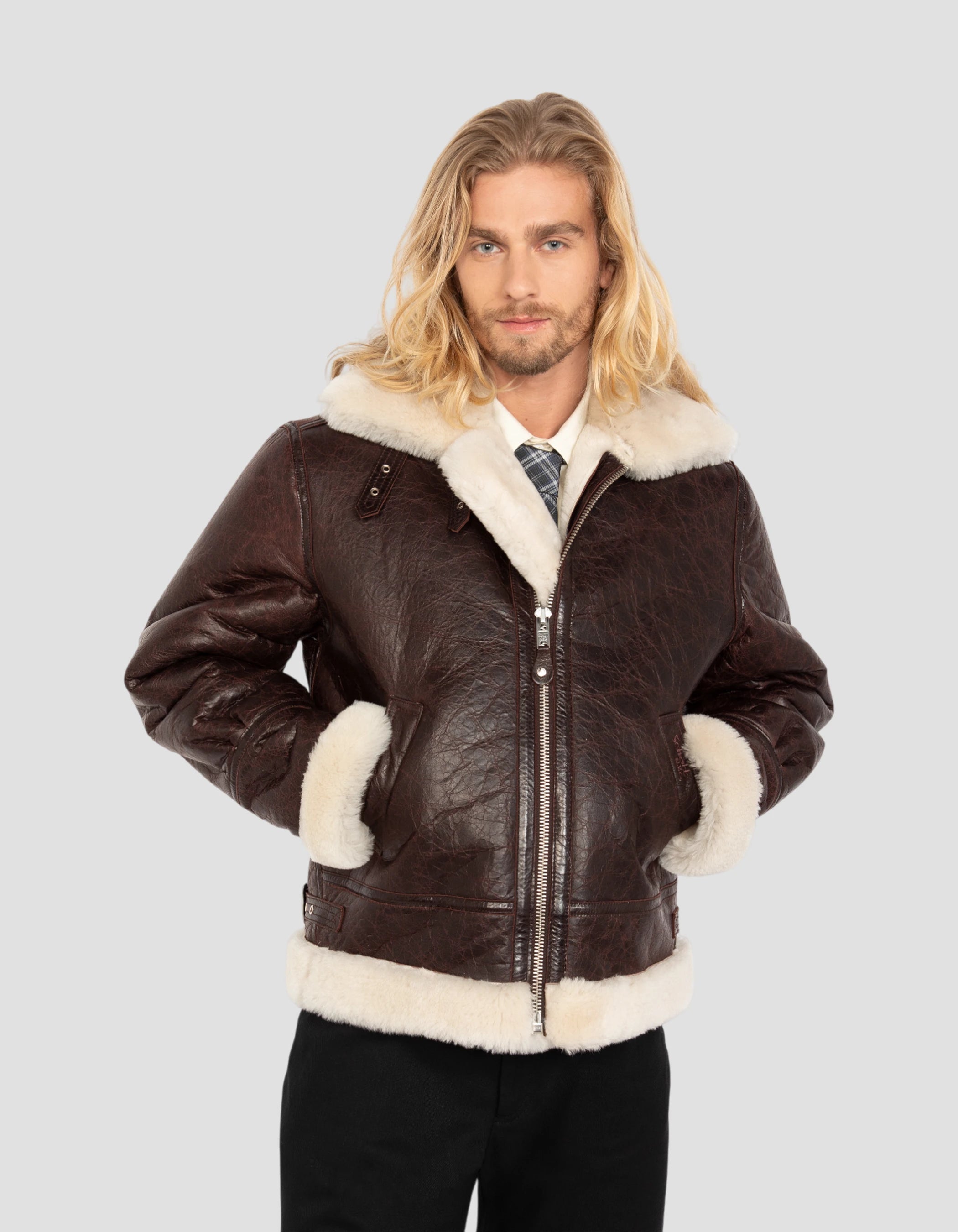 Bomber type B3 brown jacket, double -sided sheep - LC1259crack Bomber type B3 brown jacket, double -sided sheep - LC1259crack
