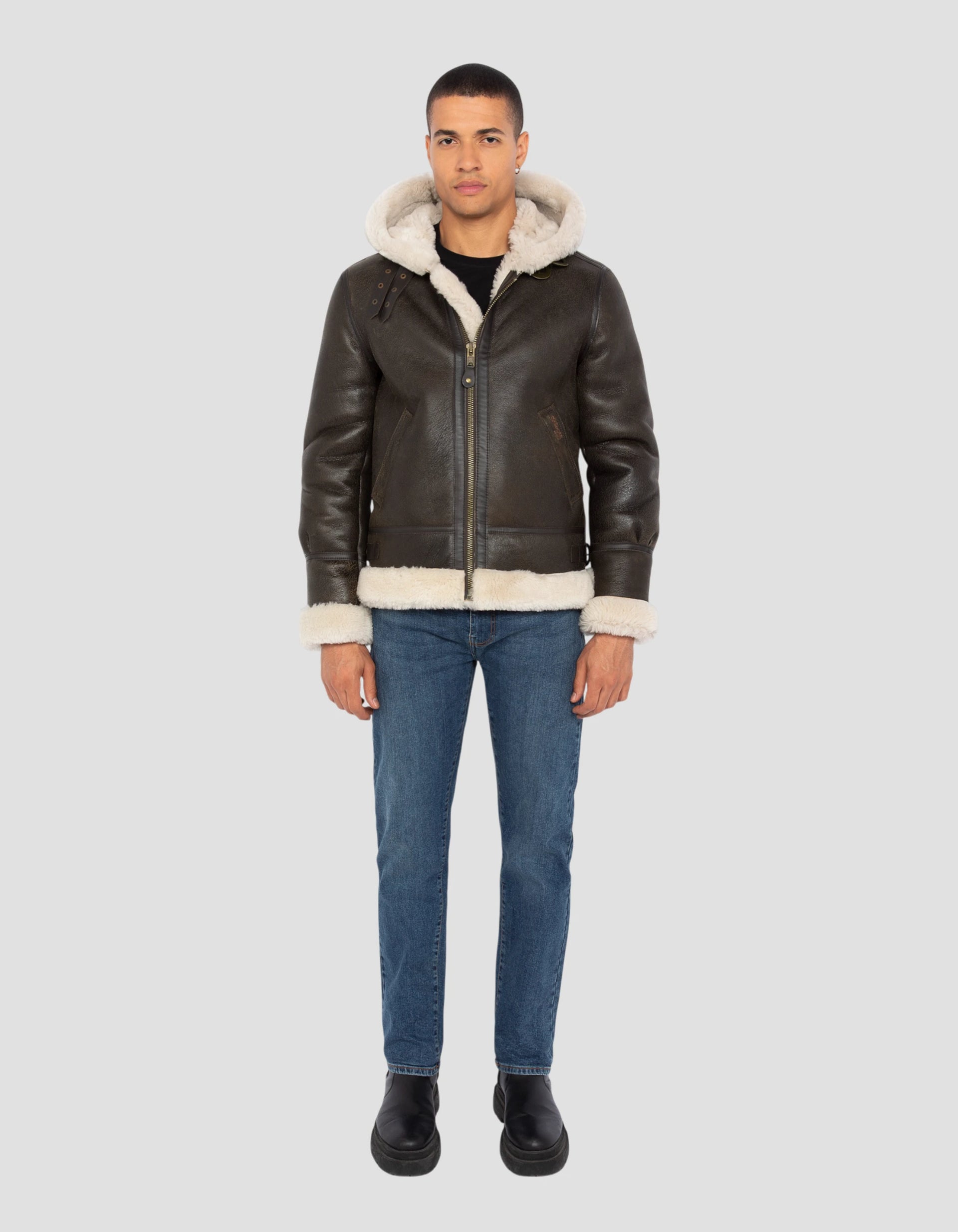 Bomber B -3 Hooded brown, sheep leather - LC1259h | Schott NYC®