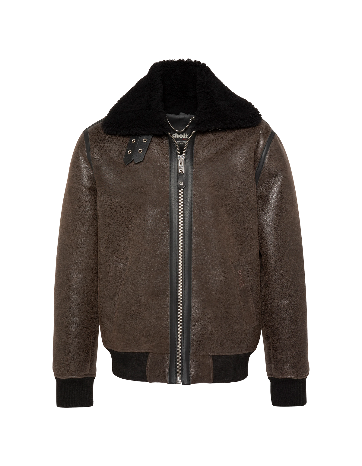 Blouson army noir et marron, mouton double face