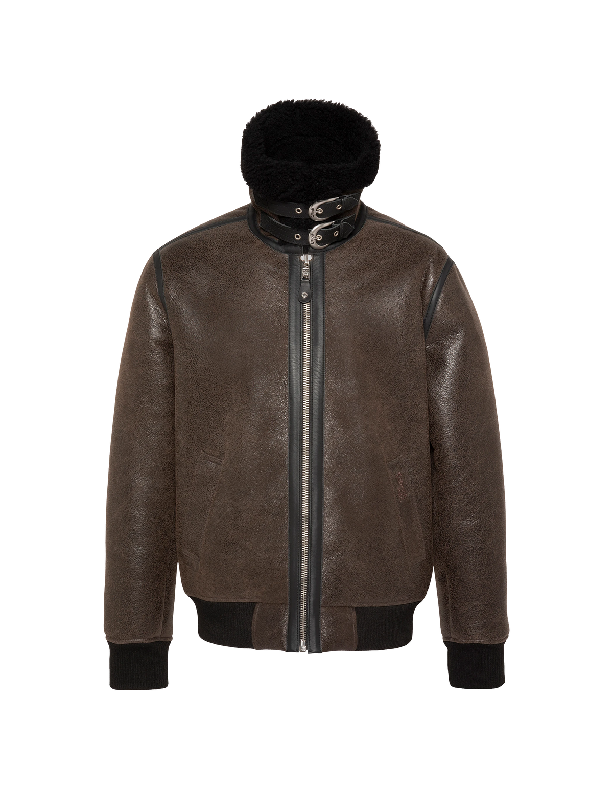 Blouson army noir et marron, mouton double face