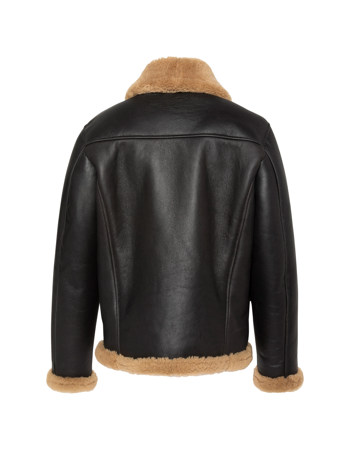 Blouson bombardier noir et gingembre, mouton double face-7
