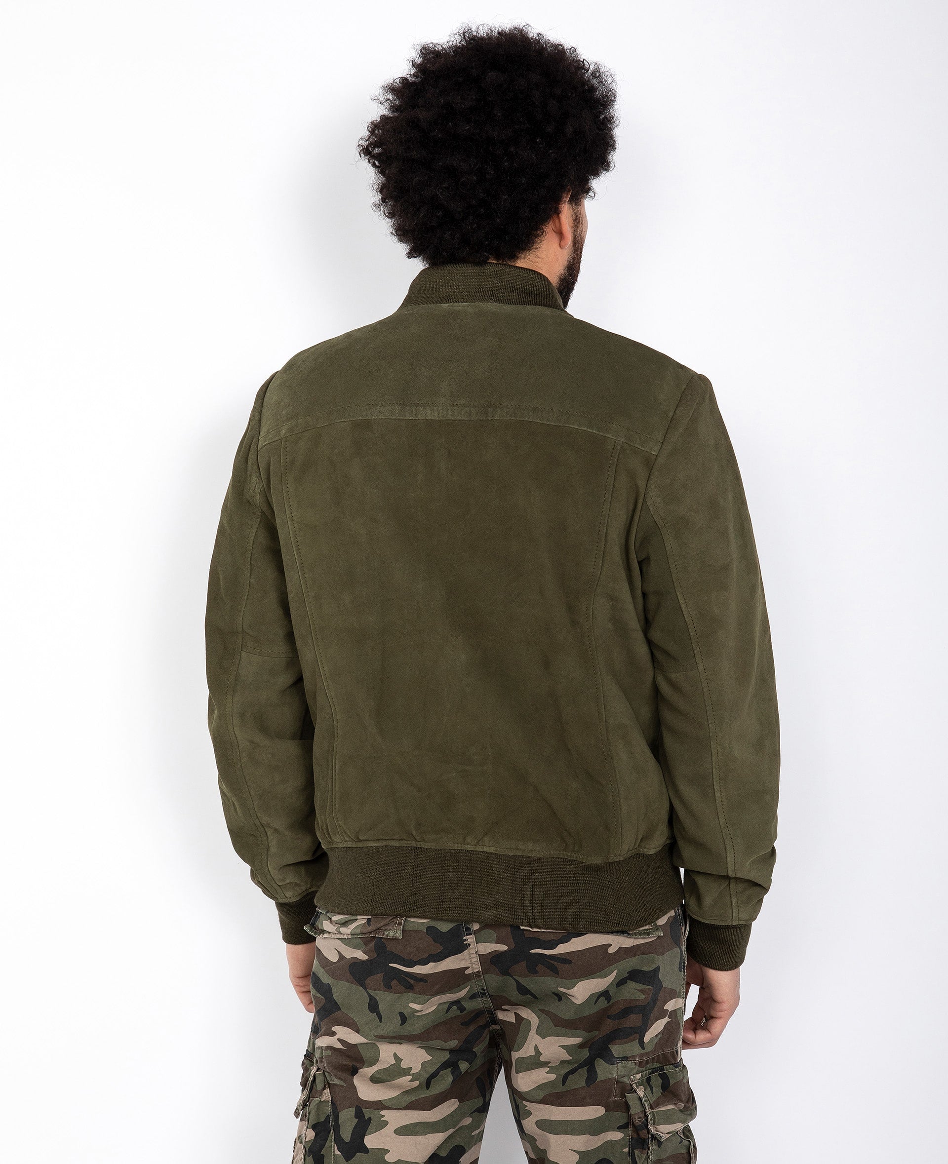 Blouson casual léger kaki, cuir de chèvre-6