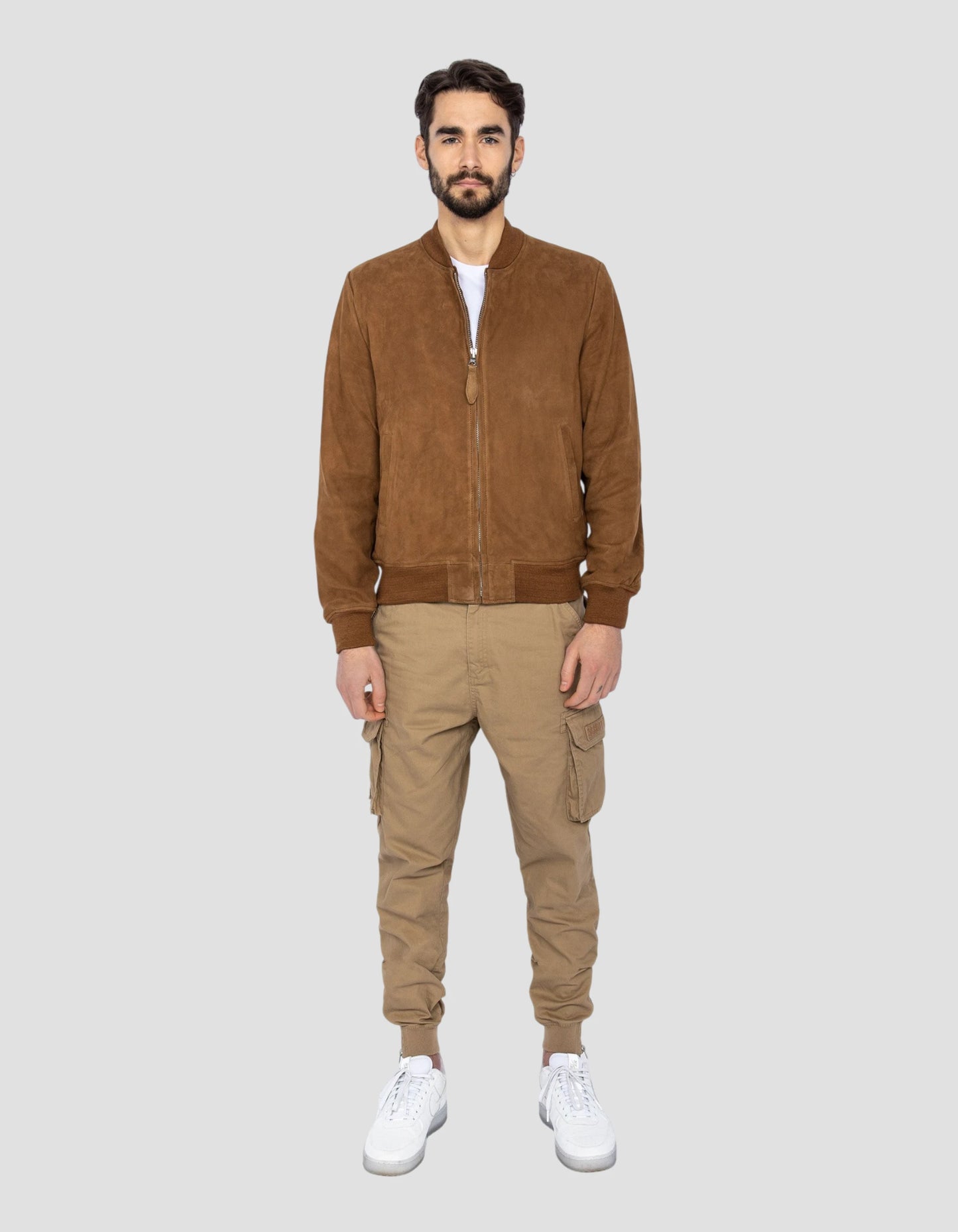 Blouson casual léger rouille, cuir de chèvre