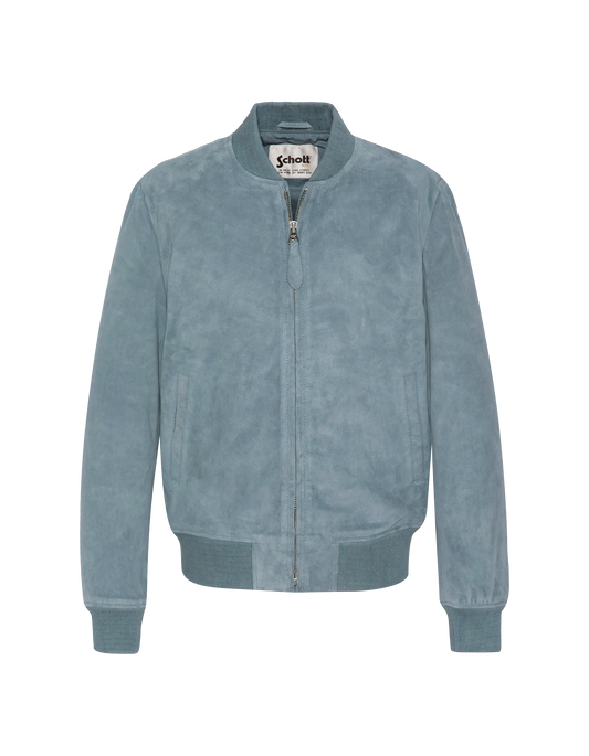 Blouson casual léger bleu ciel, cuir de chèvre