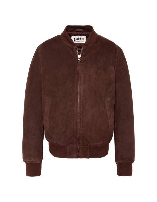 Blouson casual suédé marron foncé, cuir de chèvre