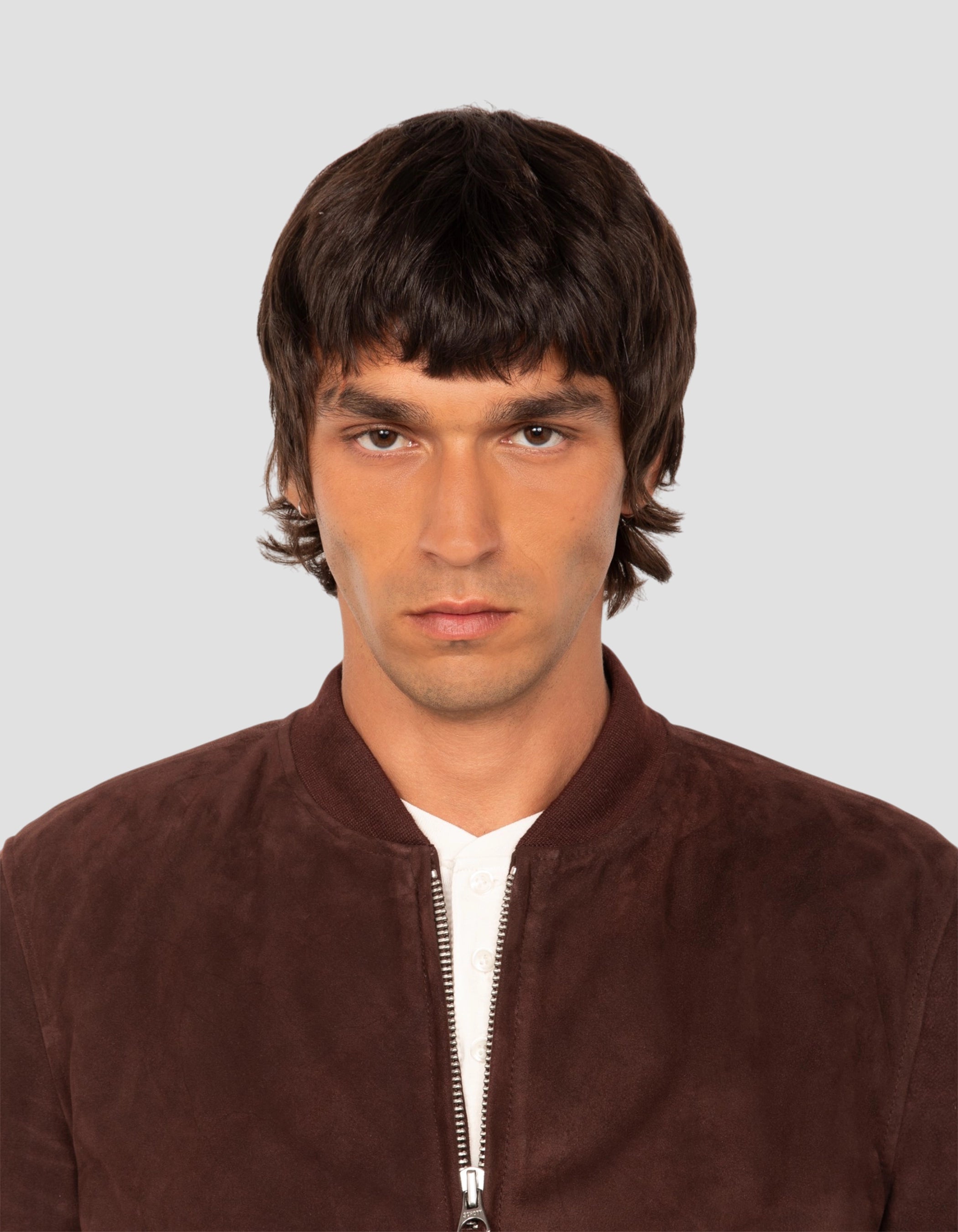 Blouson casual suédé marron foncé, cuir de chèvre-5