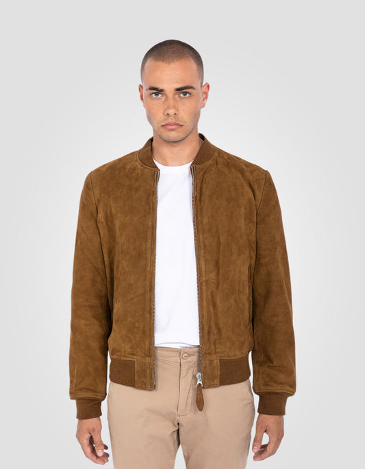 Blouson casual suédé, cuir de chèvre