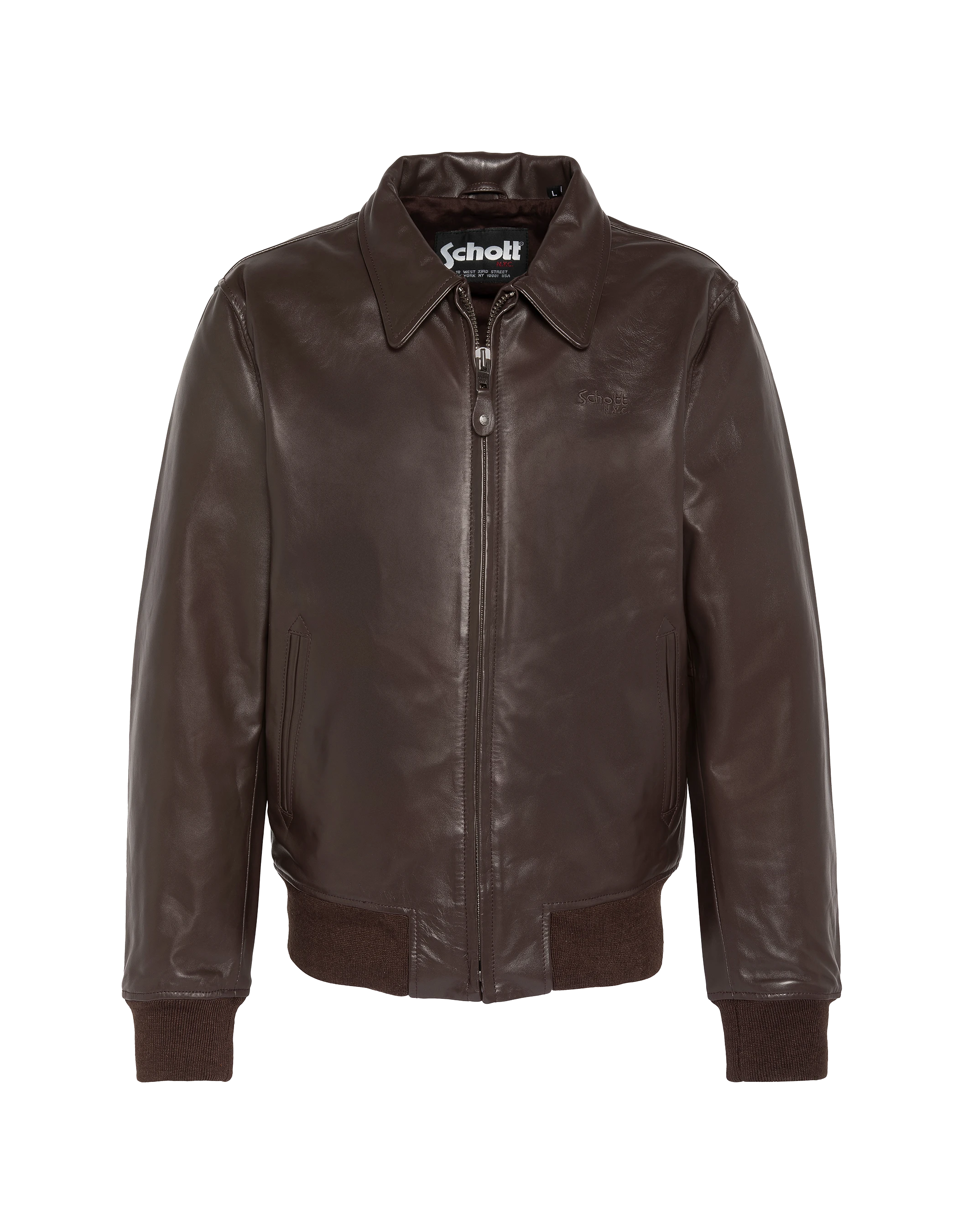 Blouson casual léger marron, cuir de vachette-1