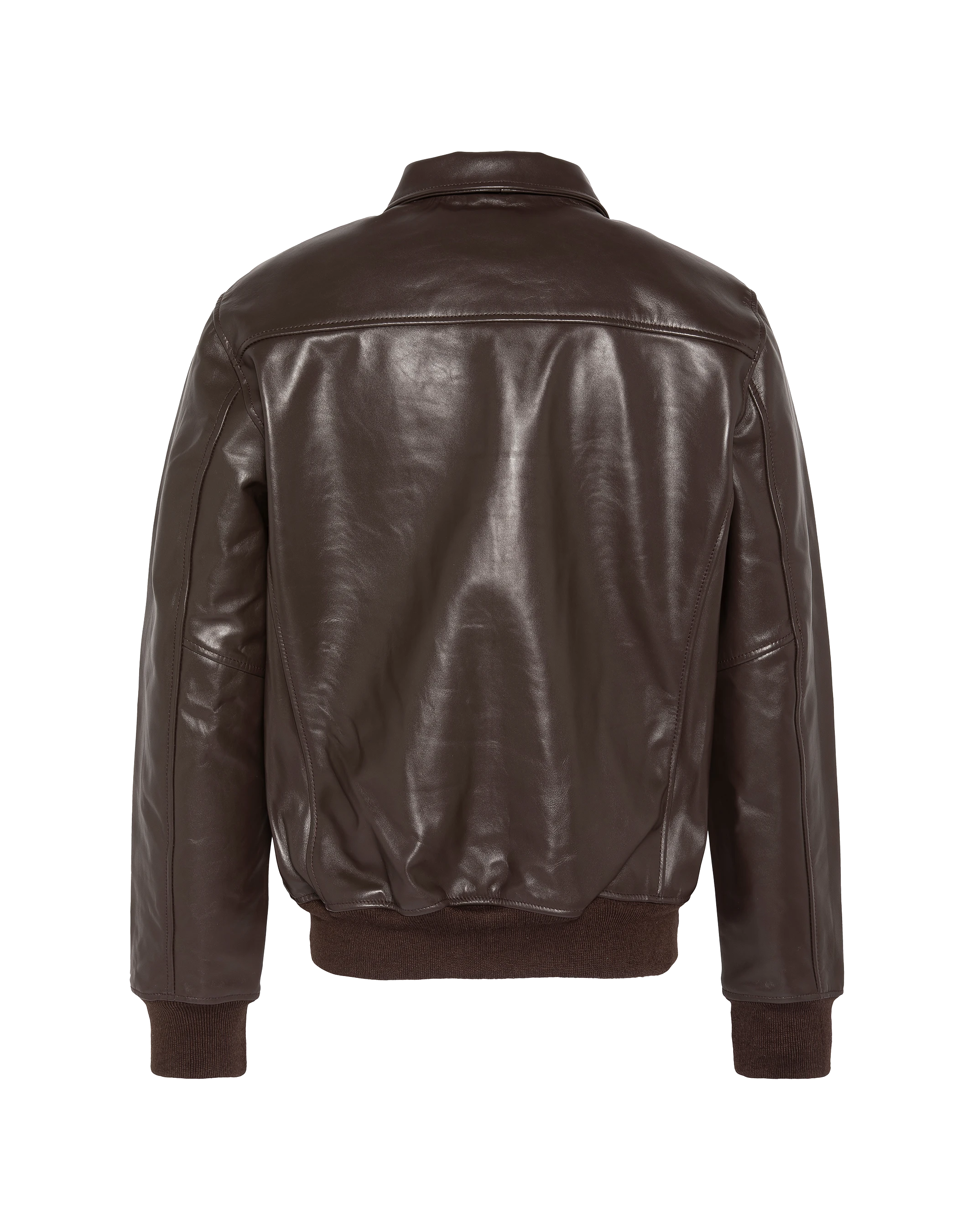Blouson casual léger marron, cuir de vachette-2