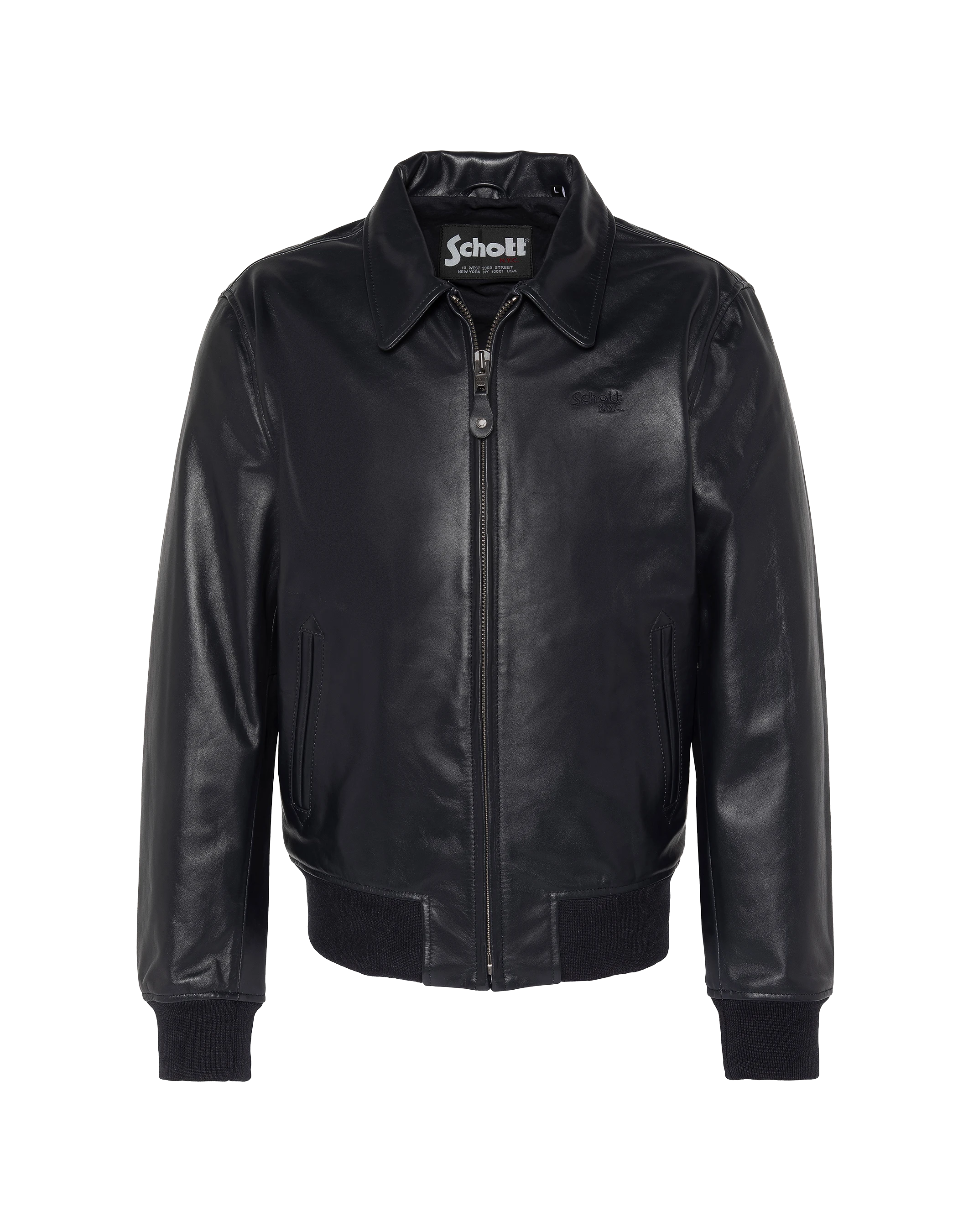 Blouson casual léger bleu marine, cuir de vachette-1