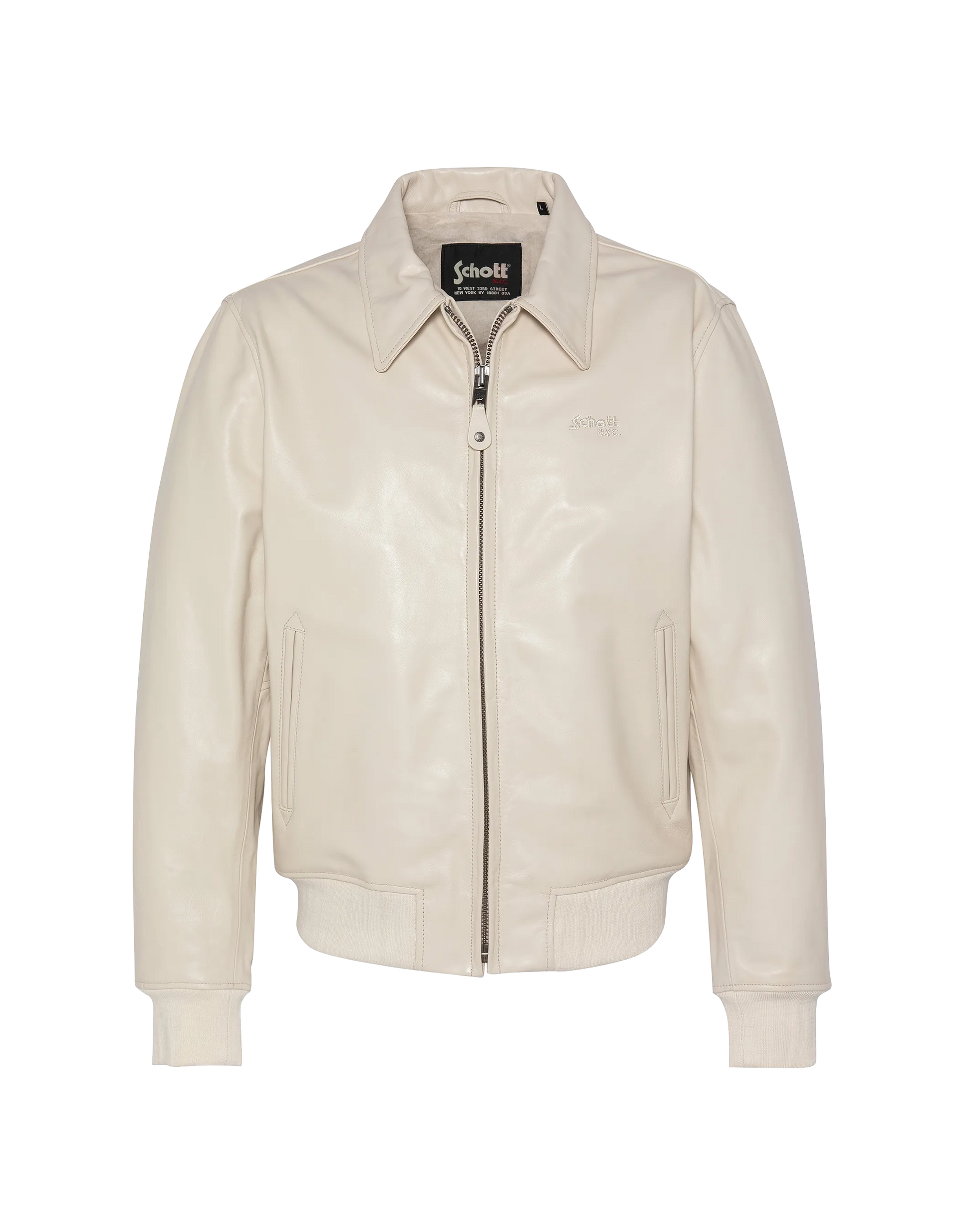 White casual jacket, cowhide leather - 'LCW5100RIB15 | Schott NYC®