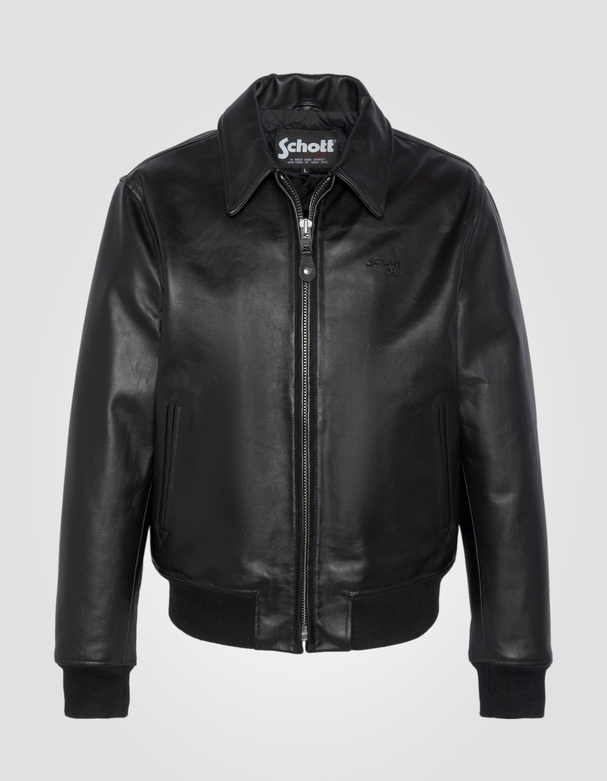 Black casual jacket finish ribbing, cowhide leather - lc5100rib