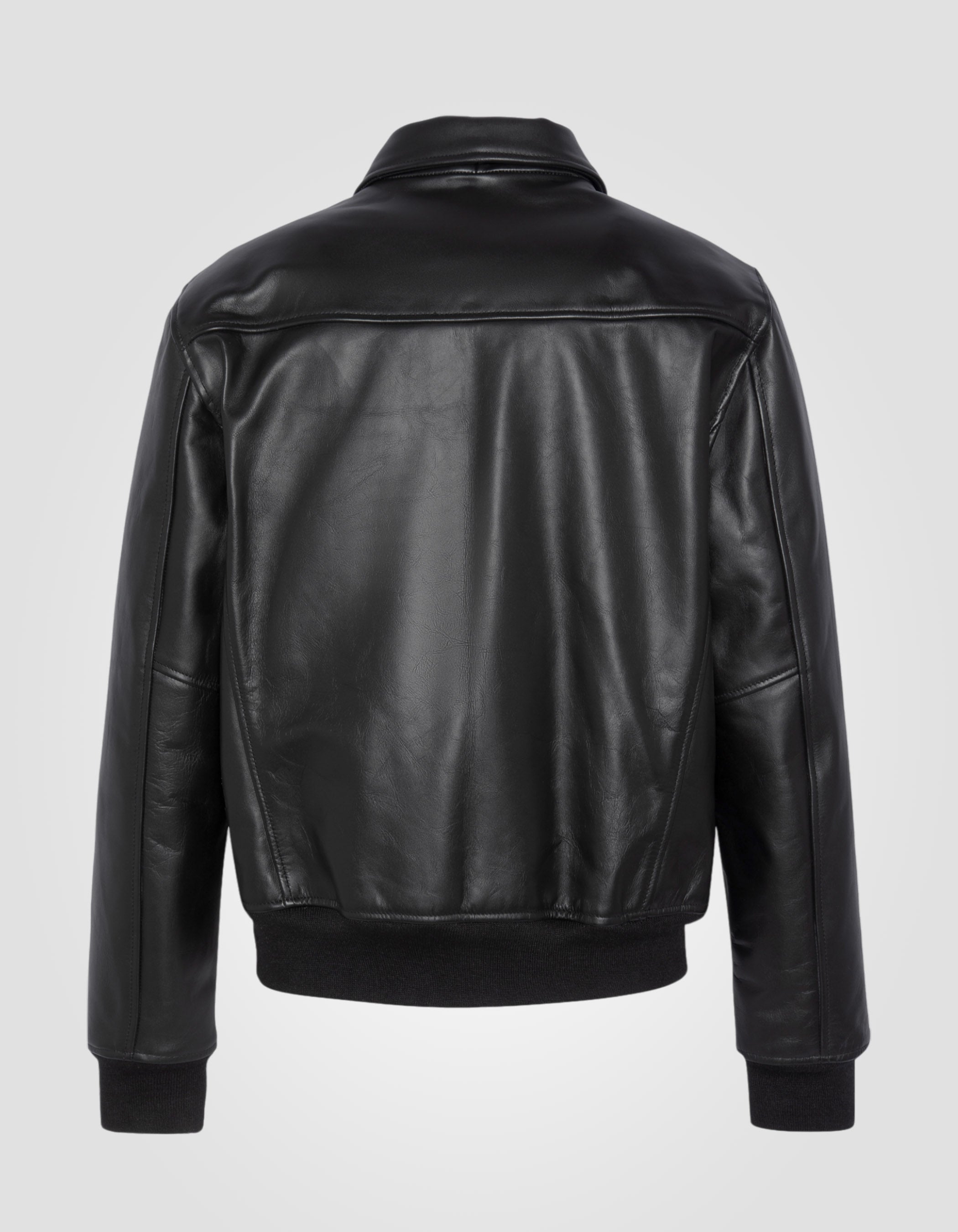 Black casual jacket finish ribbing, cowhide leather - lc5100rib