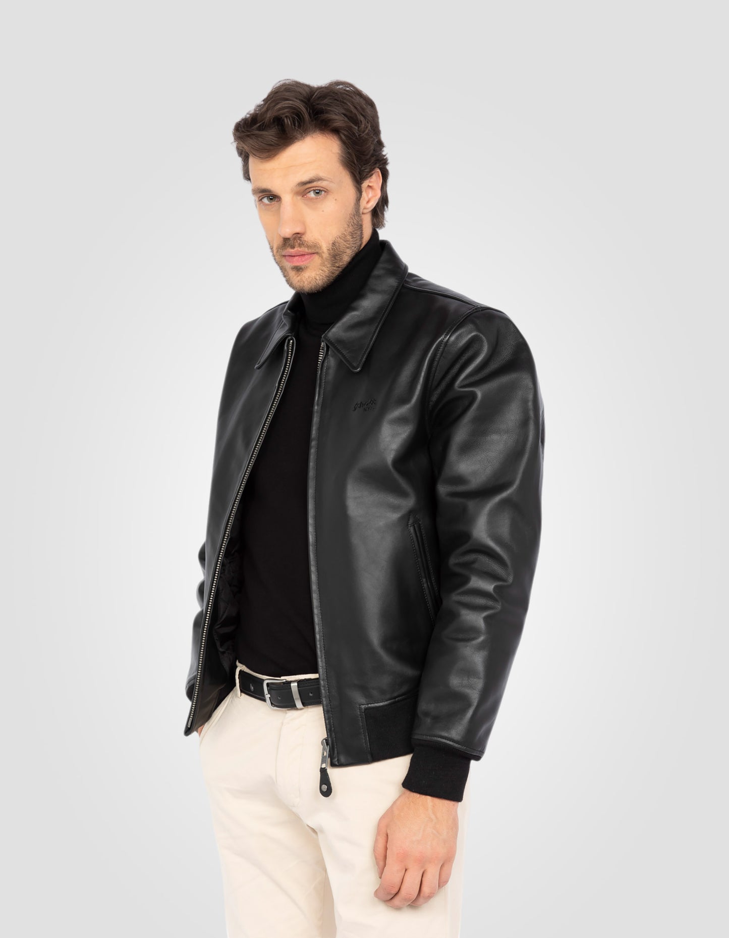 Blouson casual, cuir de vachette