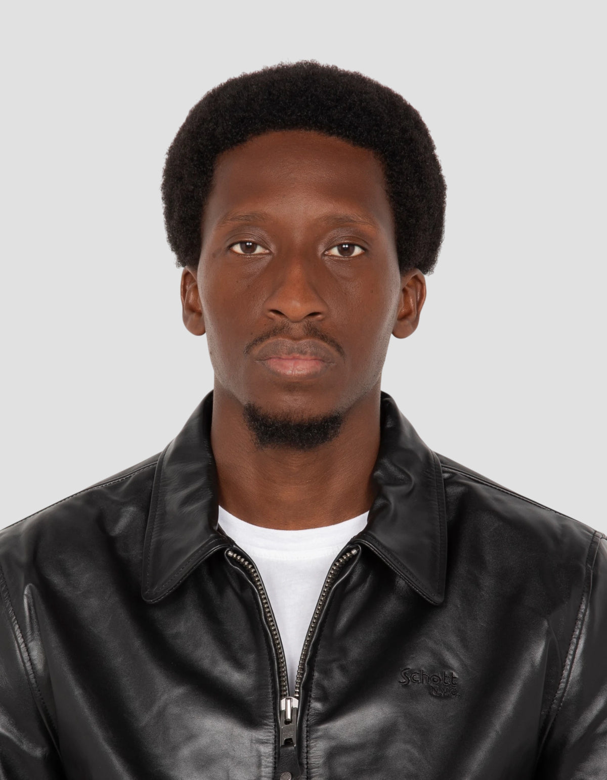 Black cowhide casual jacket with ribbed trim-5