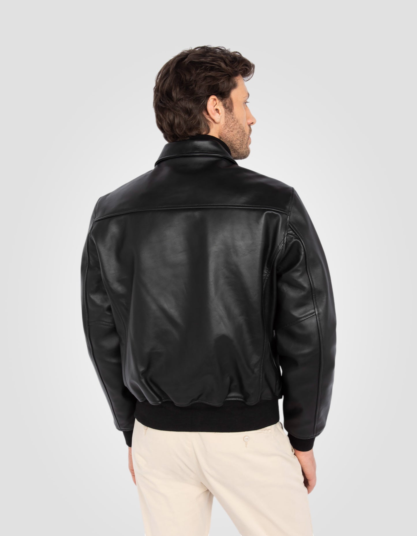 Blouson casual, cuir de vachette