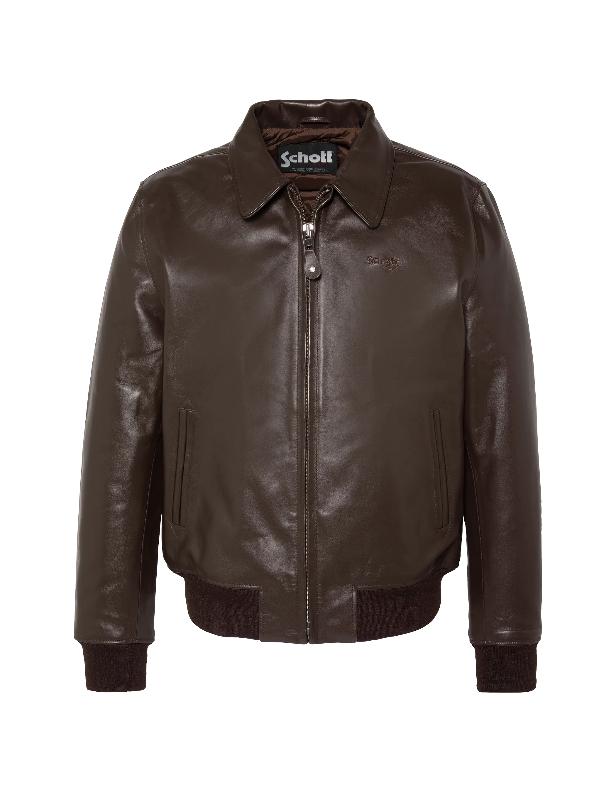 Dunkelbraune Freizeitjacke mit geripptem Finish, Rindsleder-1