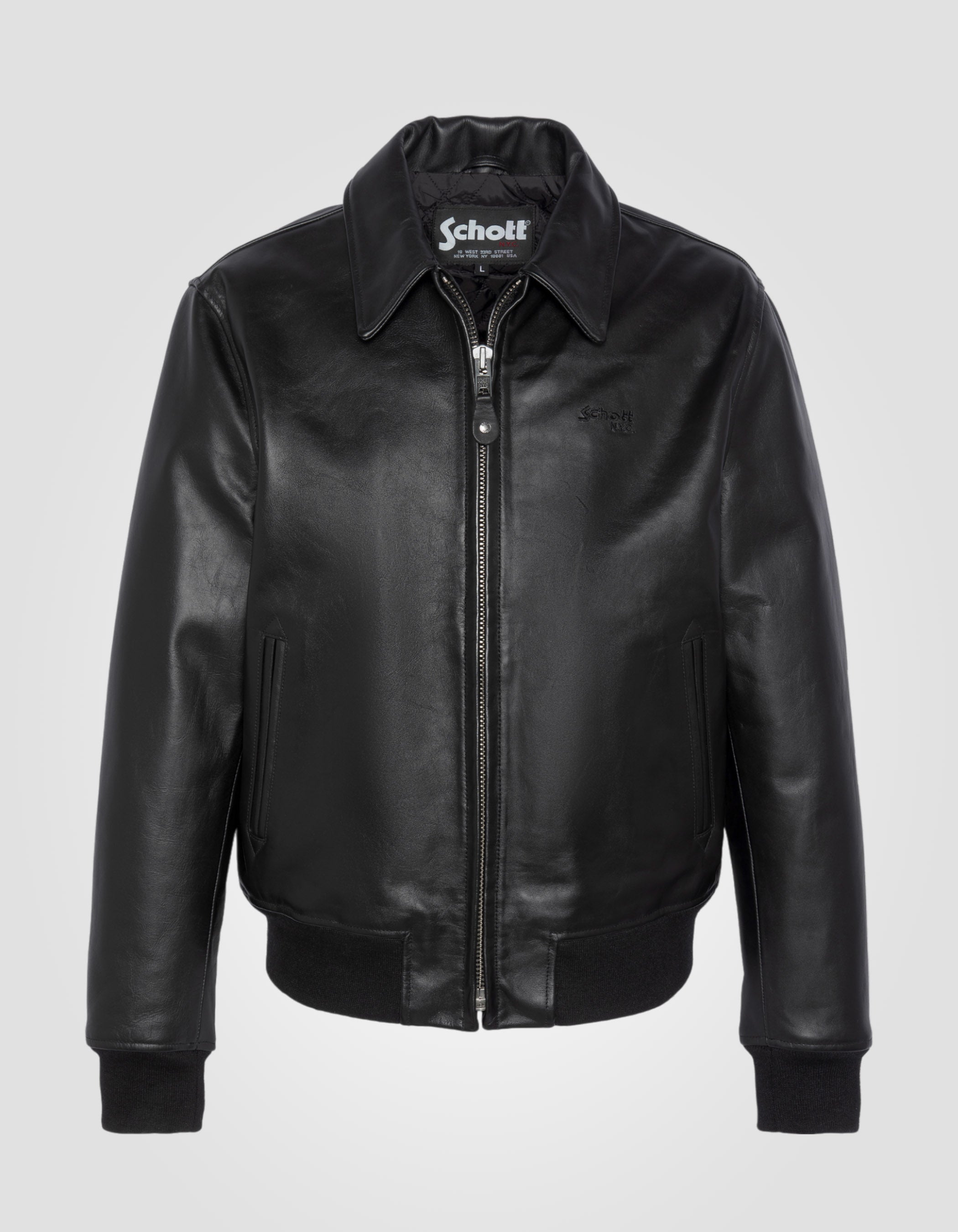 Black casual jacket finish rib edge, cowhide leather - LC5100RIBW