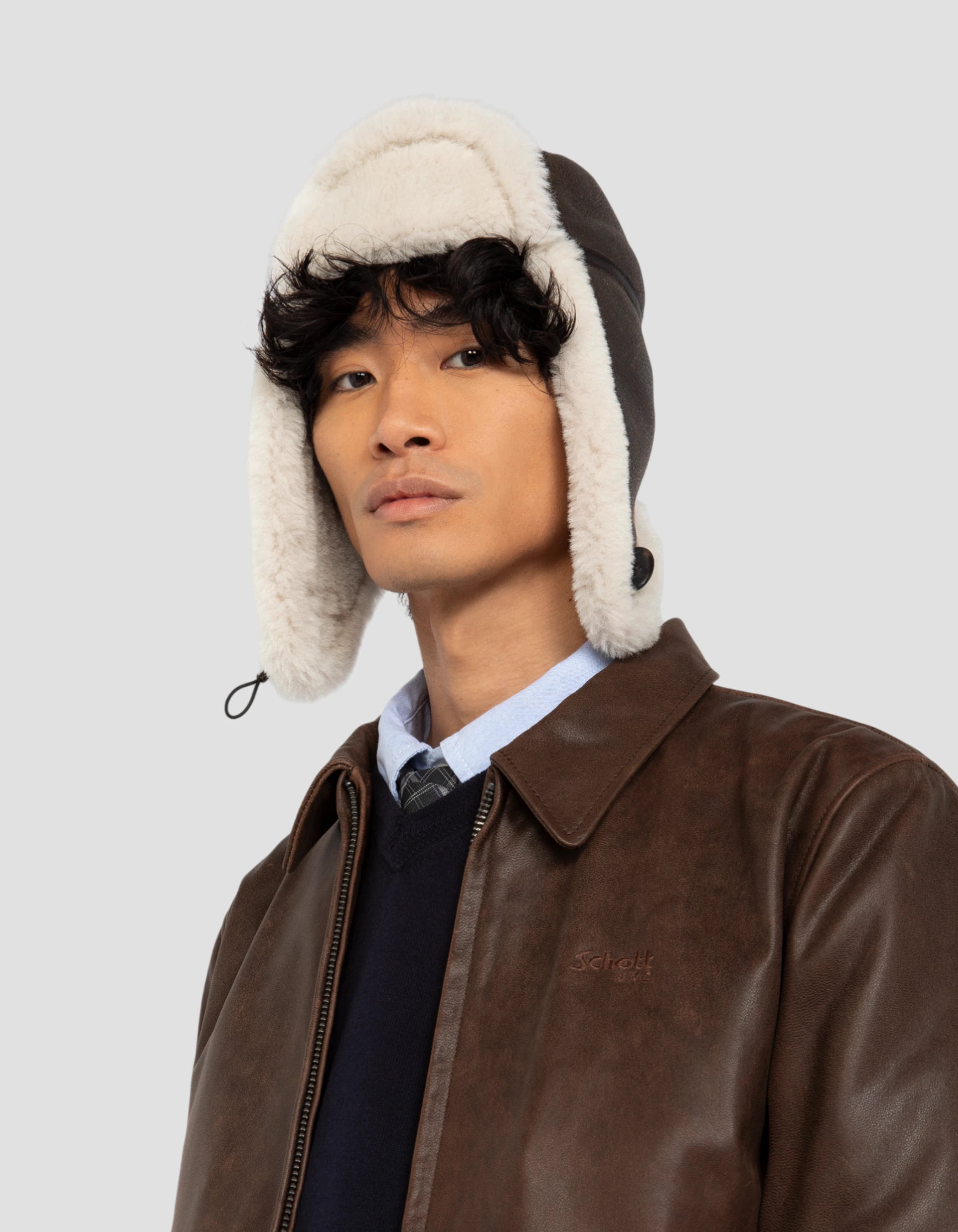 Blouson marron casual vintage, cuir de chèvre-6