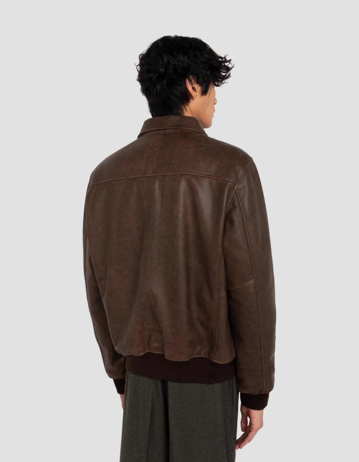 Blouson marron casual vintage, cuir de chèvre
