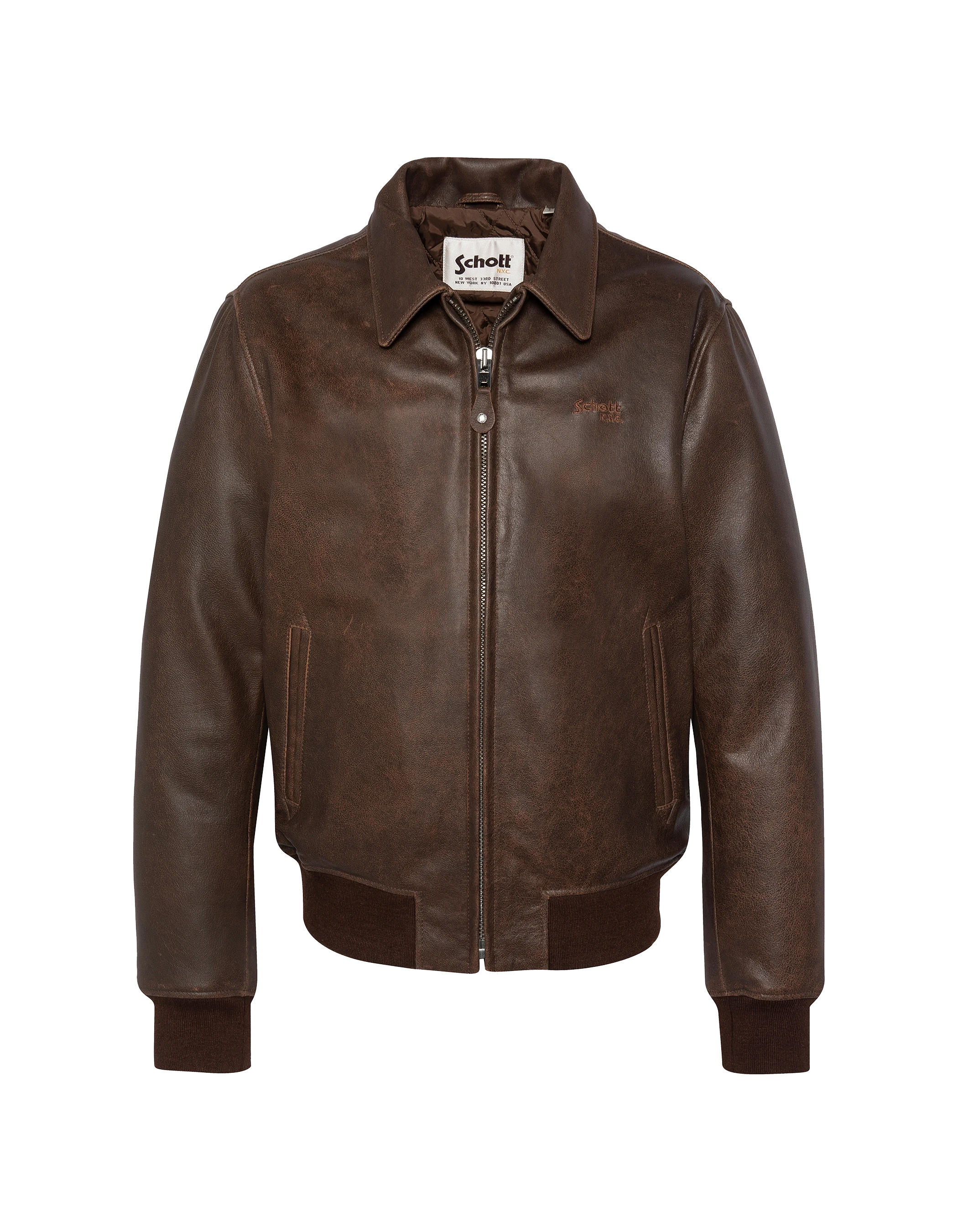 Blouson marron casual vintage, cuir de chèvre-2