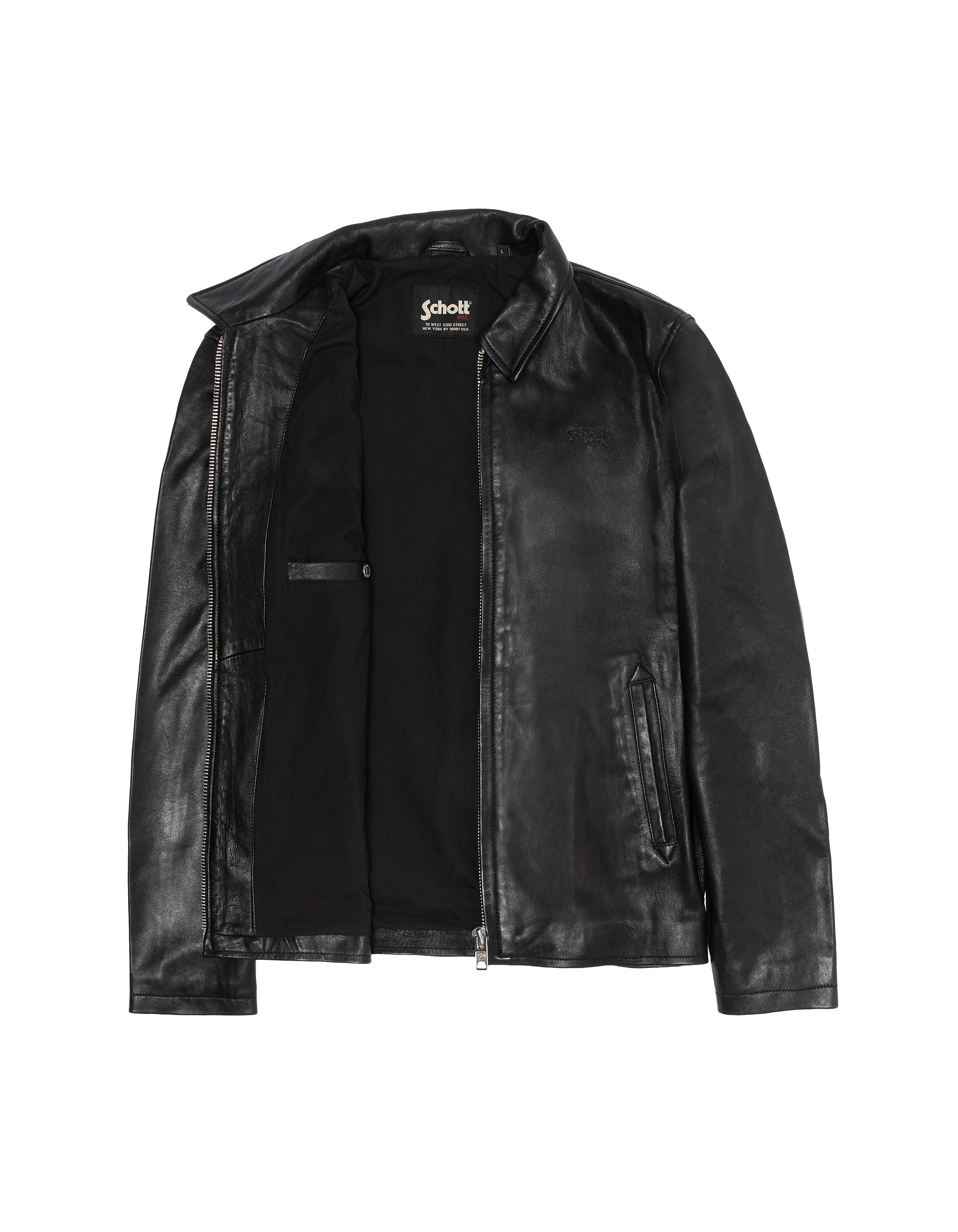 Giacca casual nera, pelle di agnello lavata-7