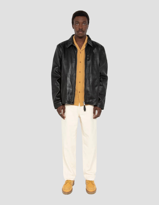 Black casual jacket, washed lambskin leather