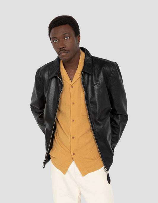 Black casual jacket, washed lambskin leather