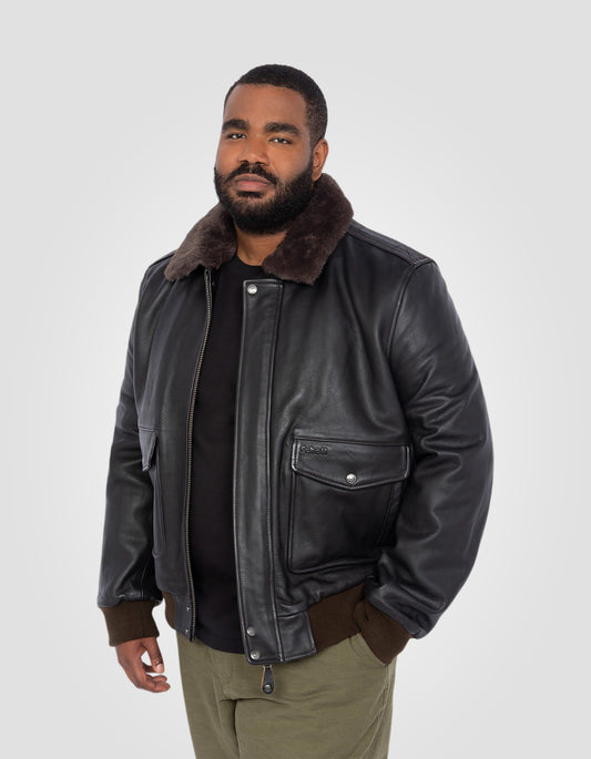 Blouson Perfecto® noir, cuir d'agneau, grande taille LC1140GT