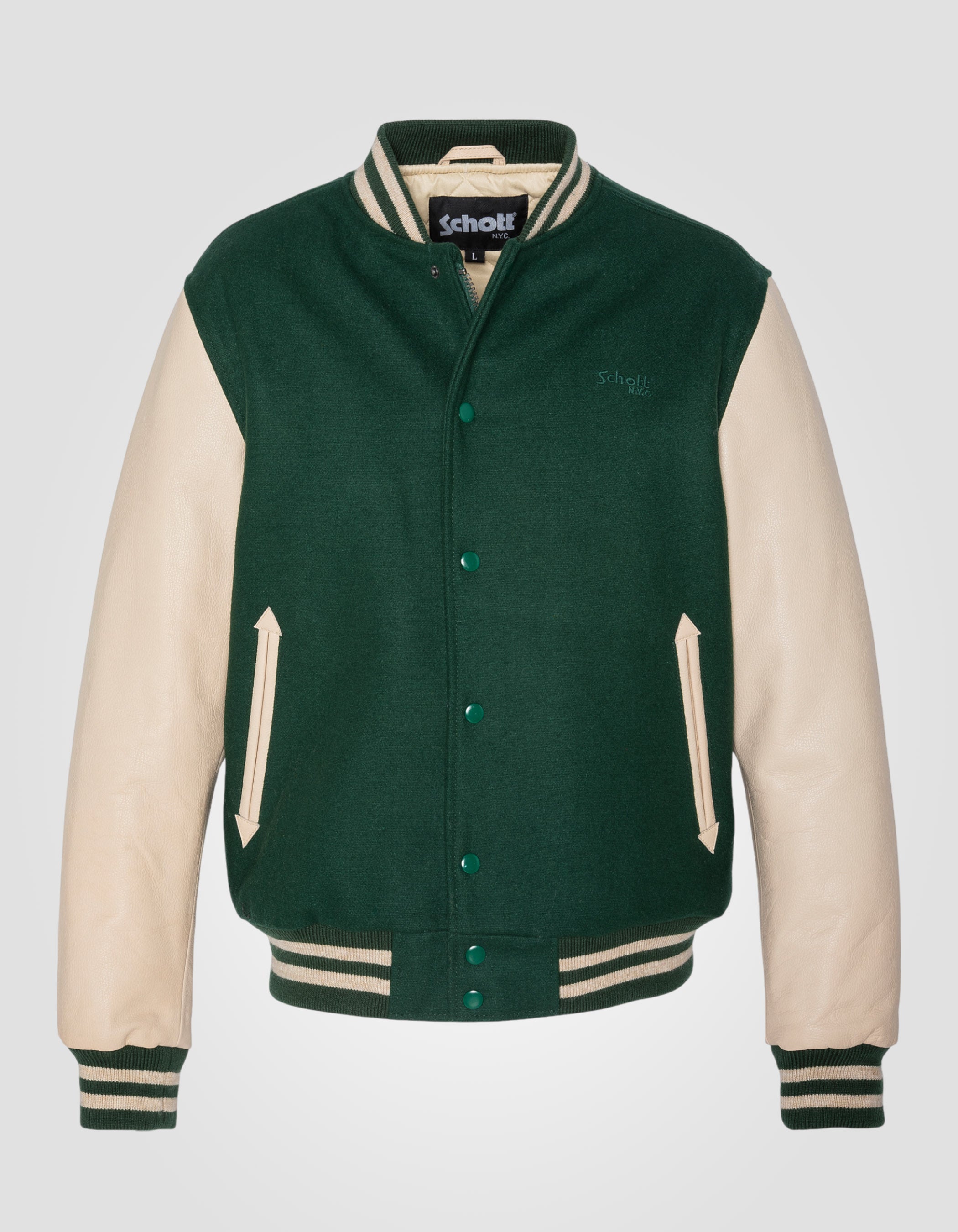 Blouson teddy vert, cuir de vachette, grande taille-1