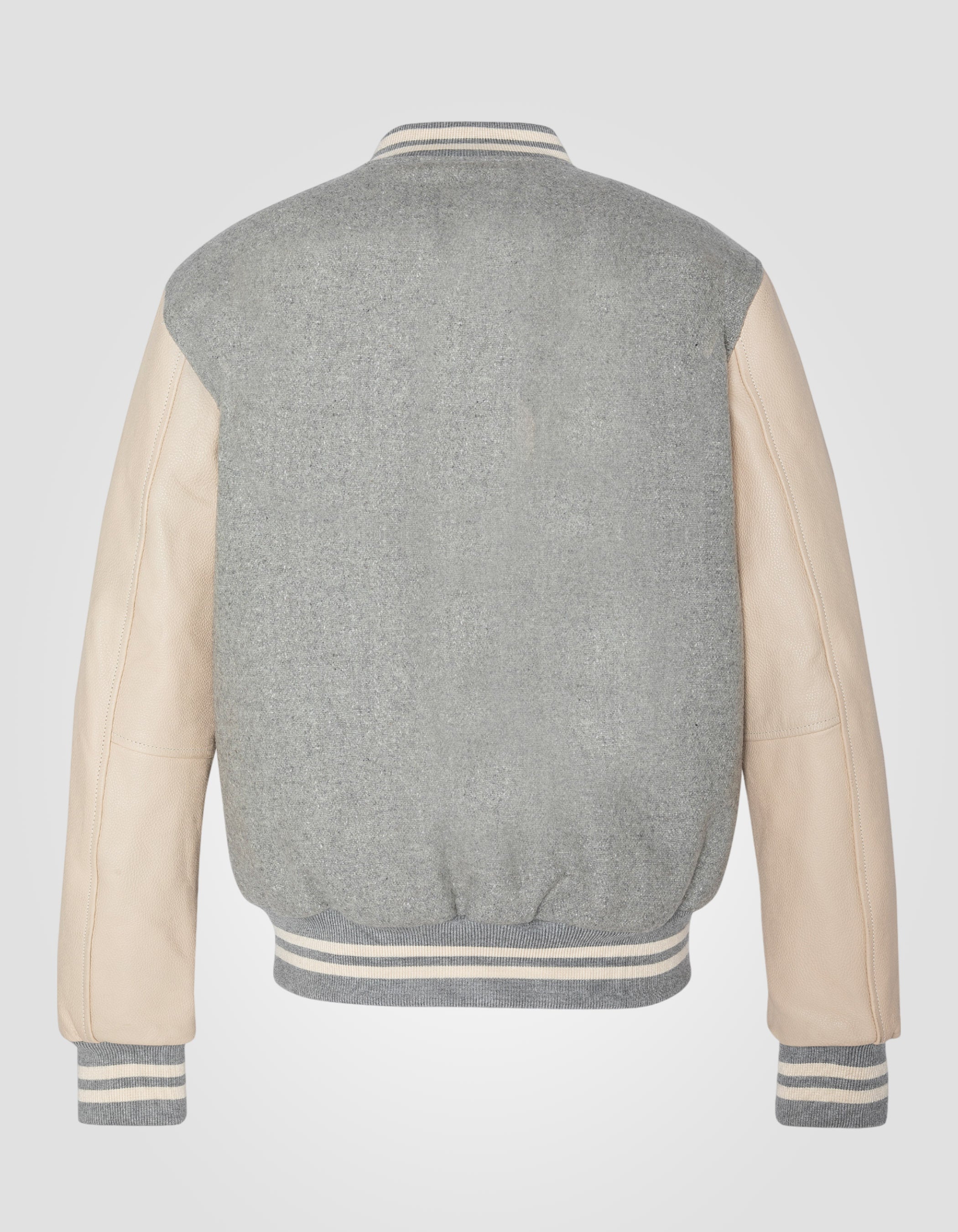 Giacca per orsacchiotto senza luce e beige da ricamo grigio, cuoio per la pelle di mucca-7