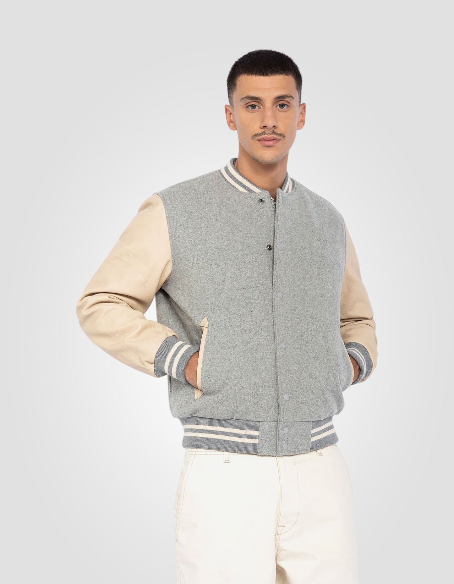 Blouson teddy sans broderie, cuir de vachette