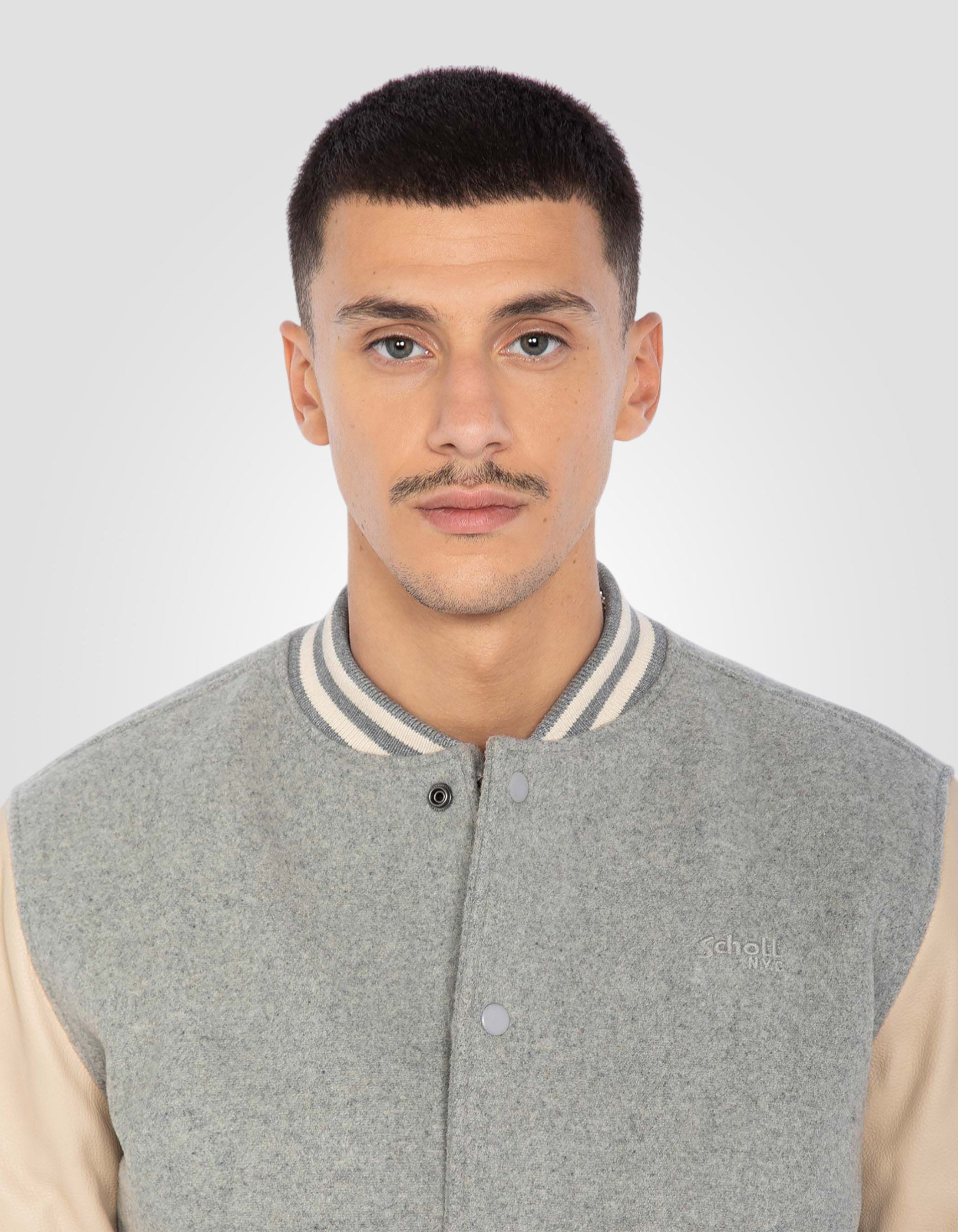 Giacca per orsacchiotto senza luce e beige da ricamo grigio, cuoio per la pelle di mucca-5