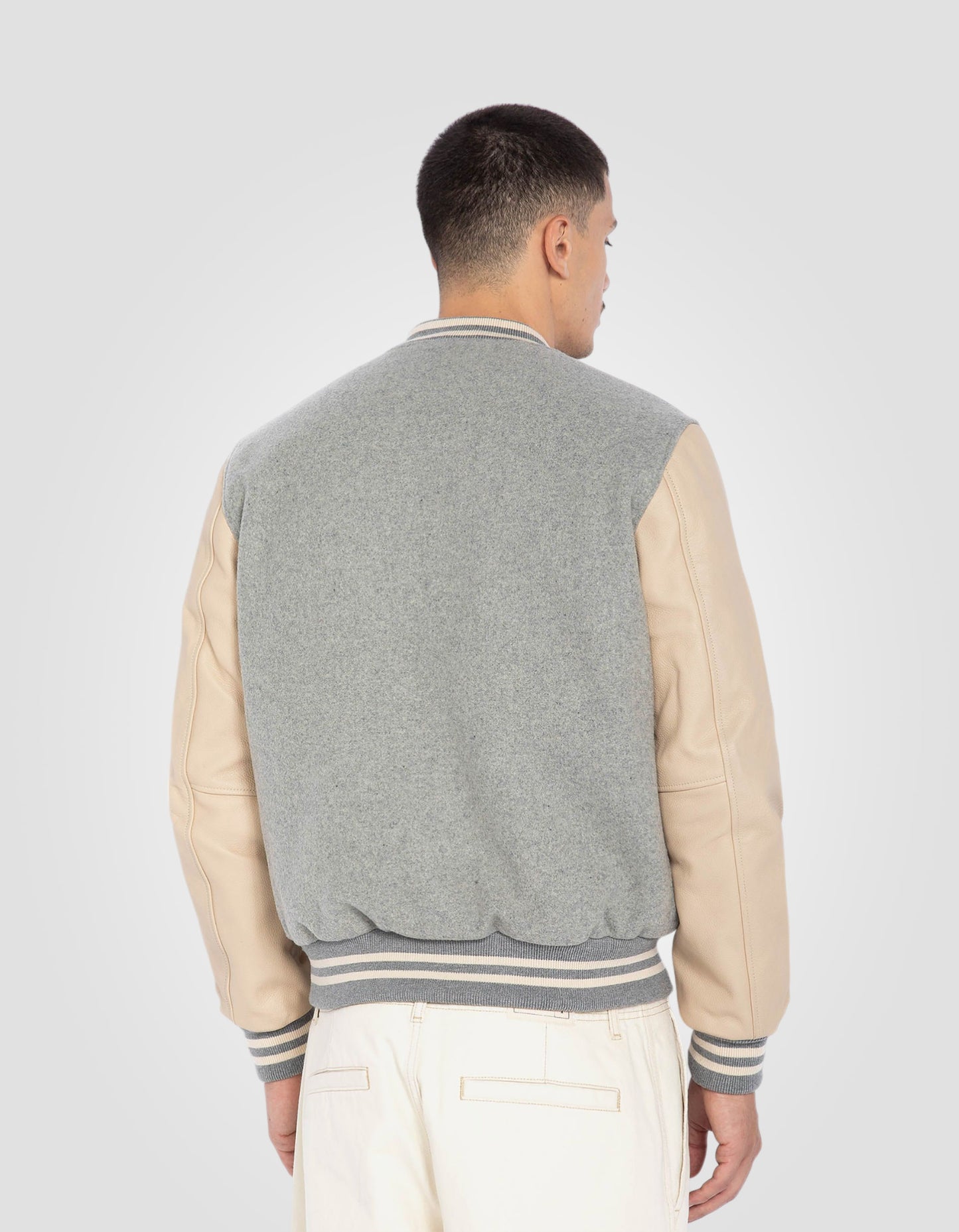 Blouson teddy sans broderie, cuir de vachette