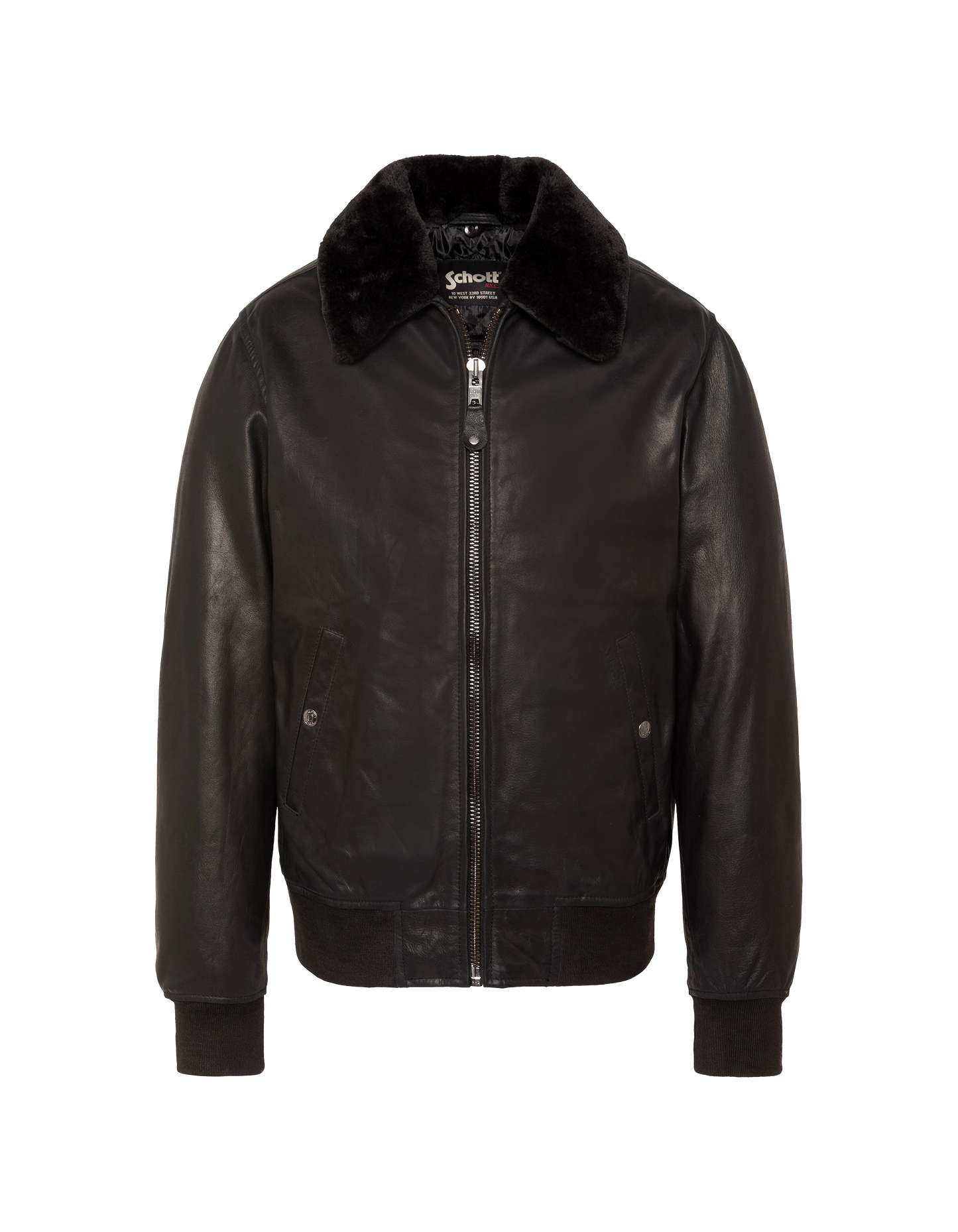 Schwarze Pilotenjacke, Büffelleder