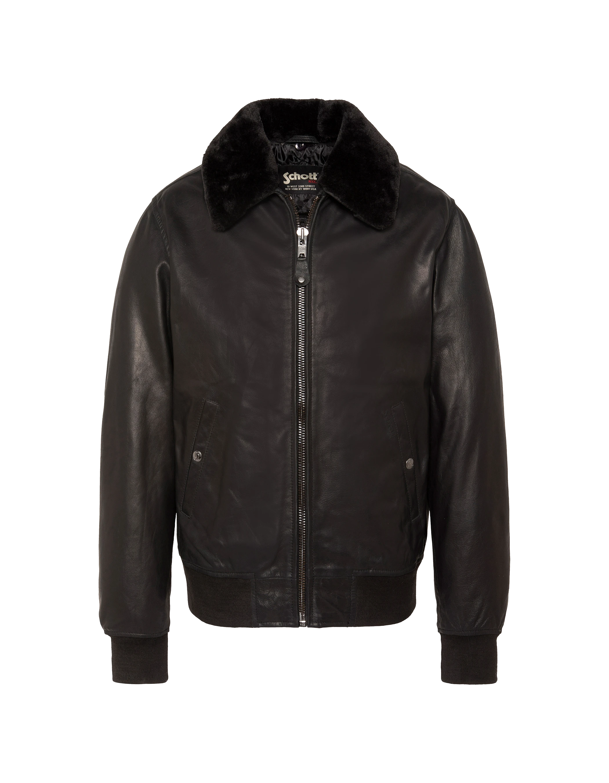 Schwarze Pilotenjacke, Büffelleder-2