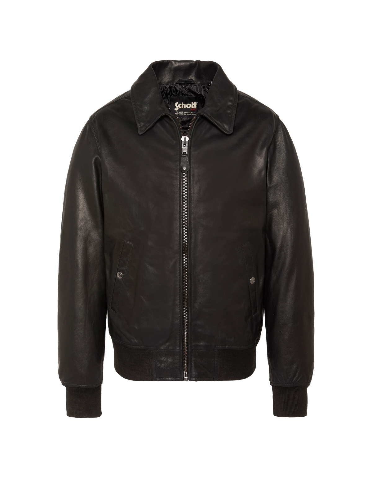 Schwarze Pilotenjacke, Büffelleder-7