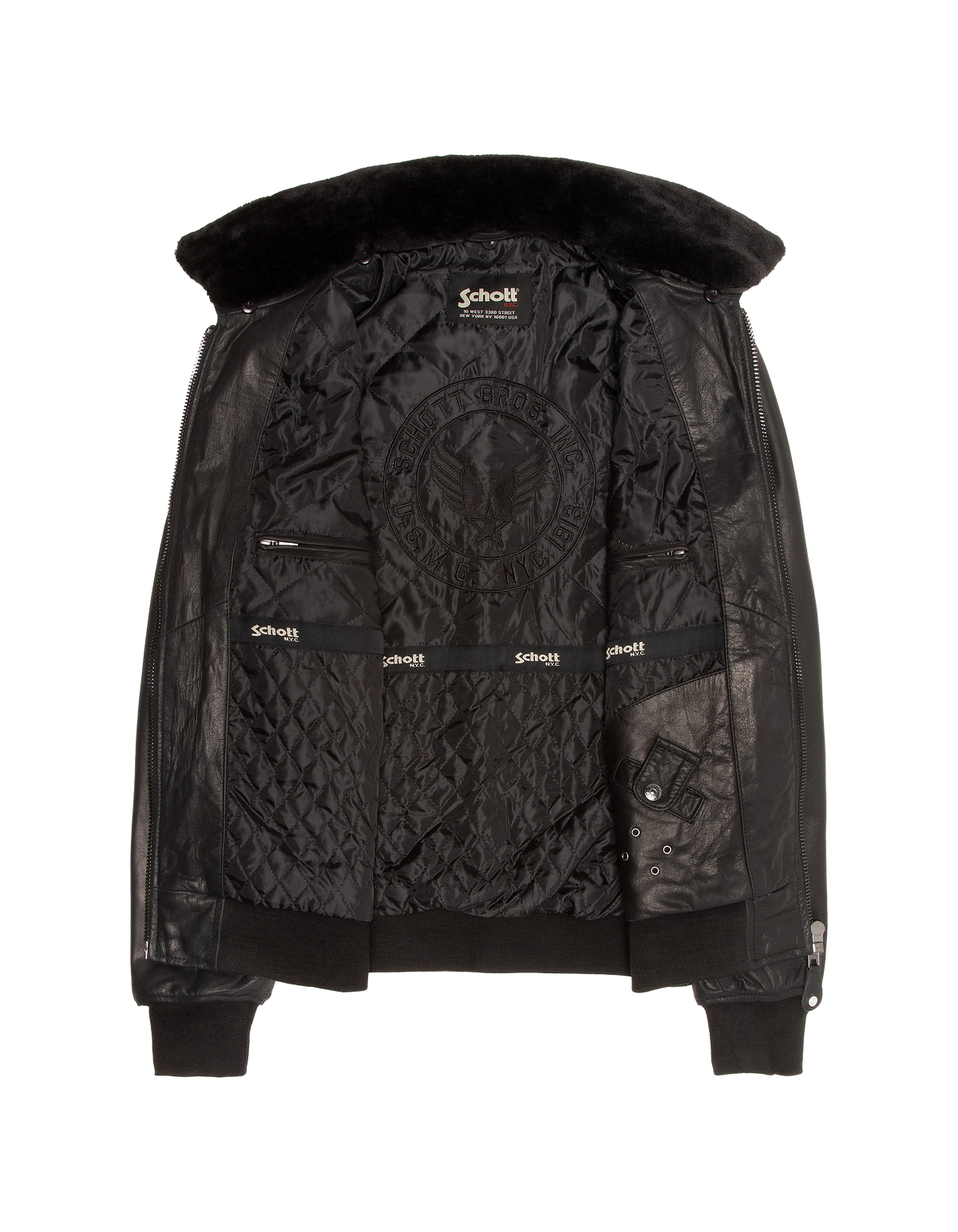 Schwarze Pilotenjacke, Büffelleder