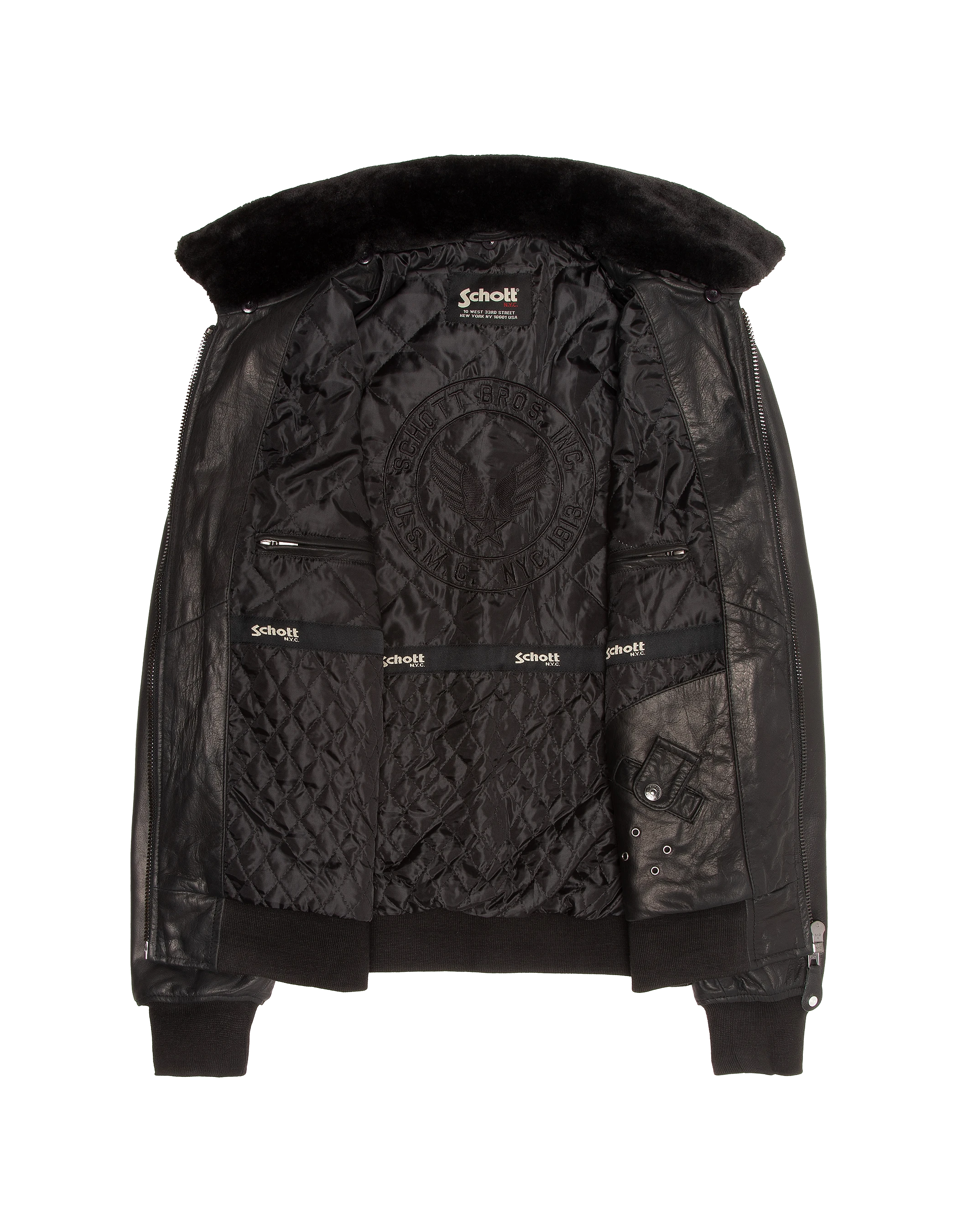 Schwarze Pilotenjacke, Büffelleder-8