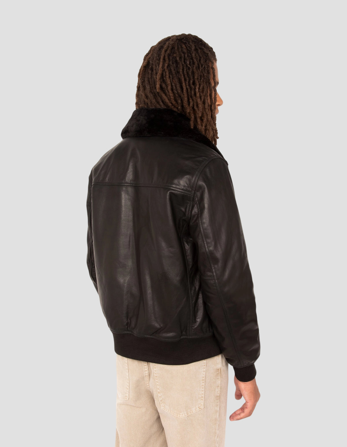 Schwarze Pilotenjacke, Büffelleder-6