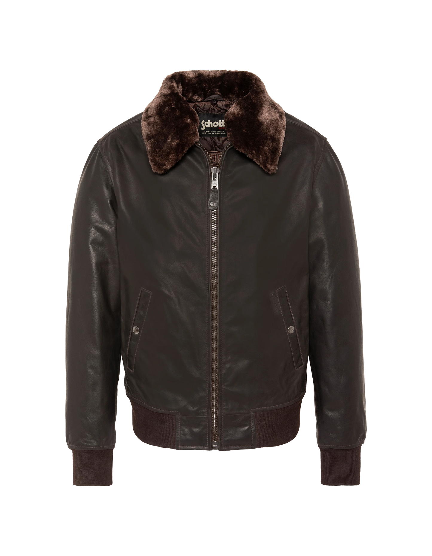 Dunkelbraune Pilotenjacke, Büffelleder