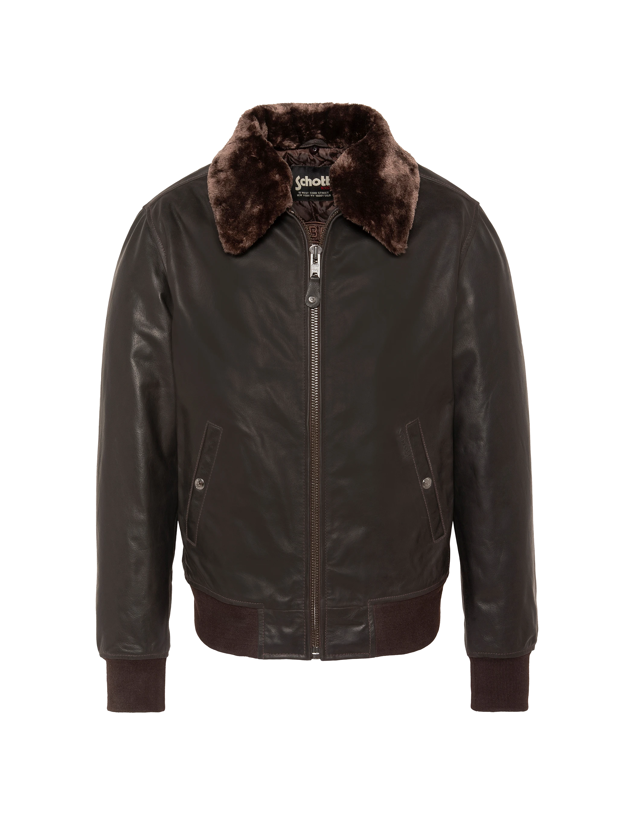 Dunkelbraune Pilotenjacke, Büffelleder-1