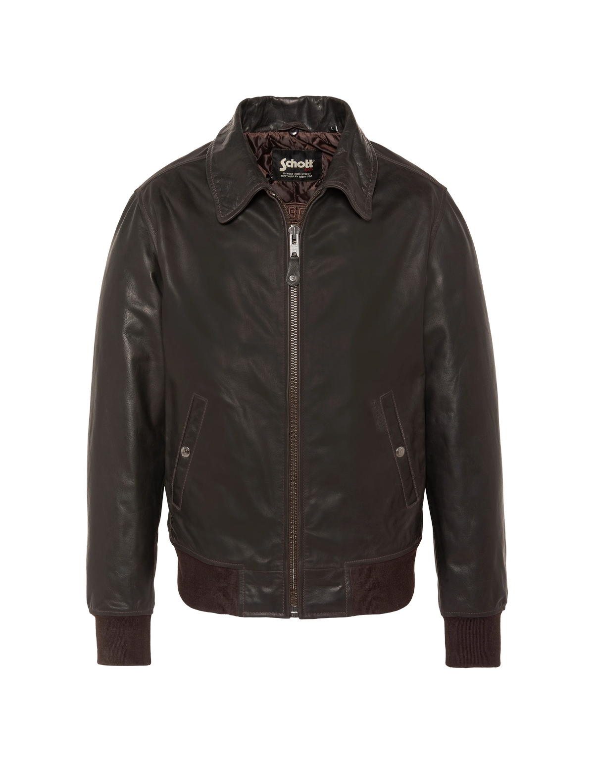 Dunkelbraune Pilotenjacke, Büffelleder