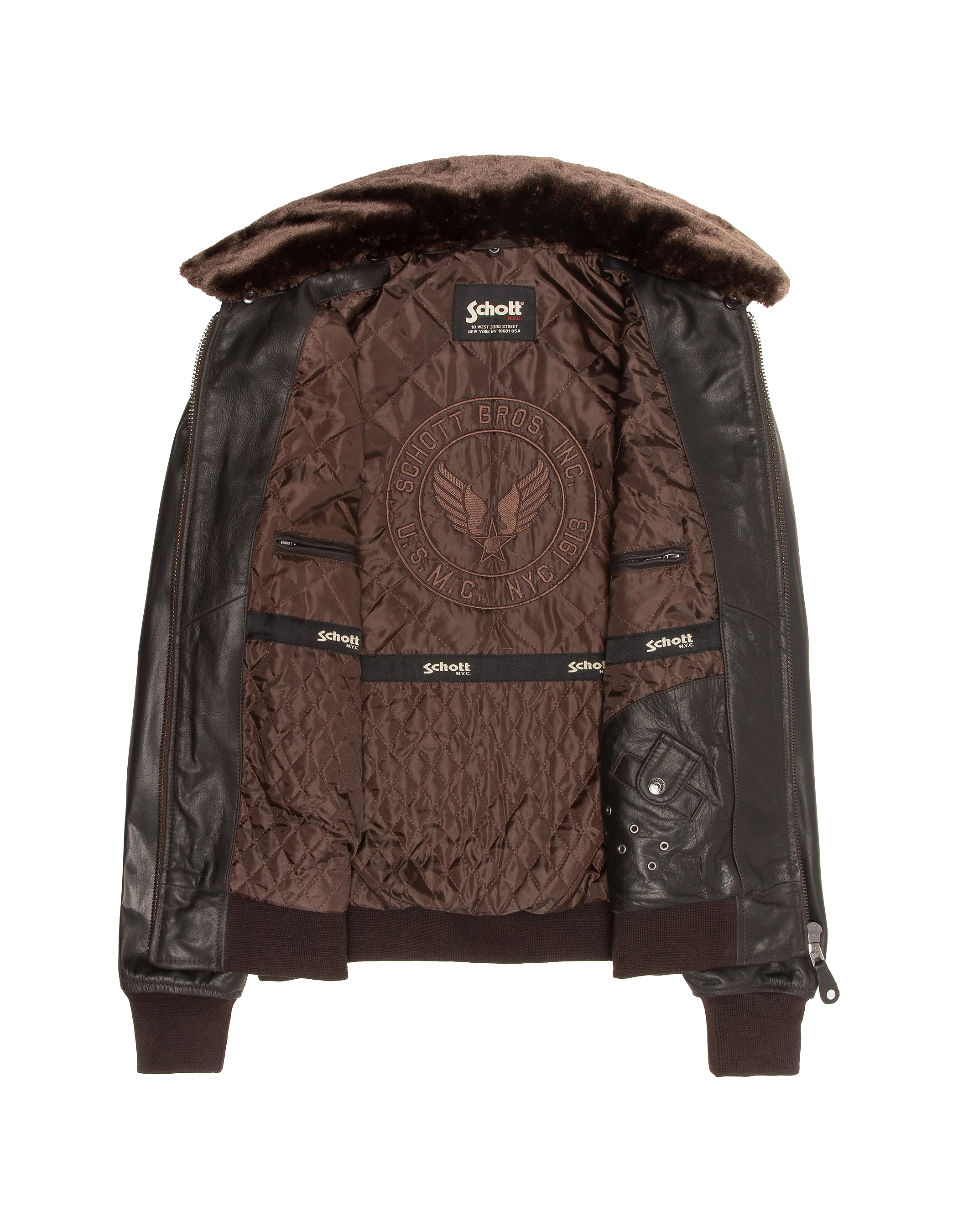 Dunkelbraune Pilotenjacke, Büffelleder-4
