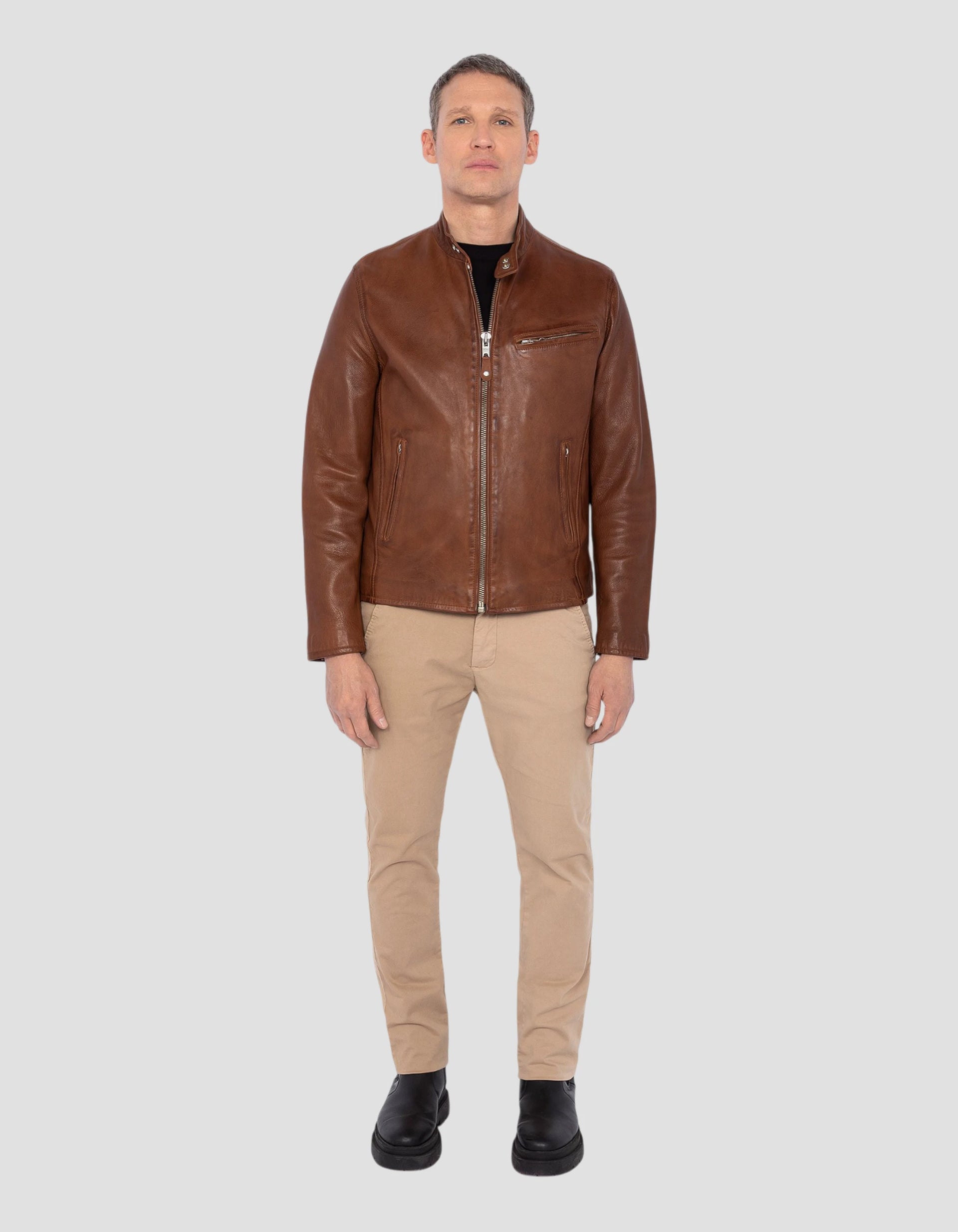 Racer Cognac Coffee Coffee jacket, Lamb leather - LC949WX | Schott