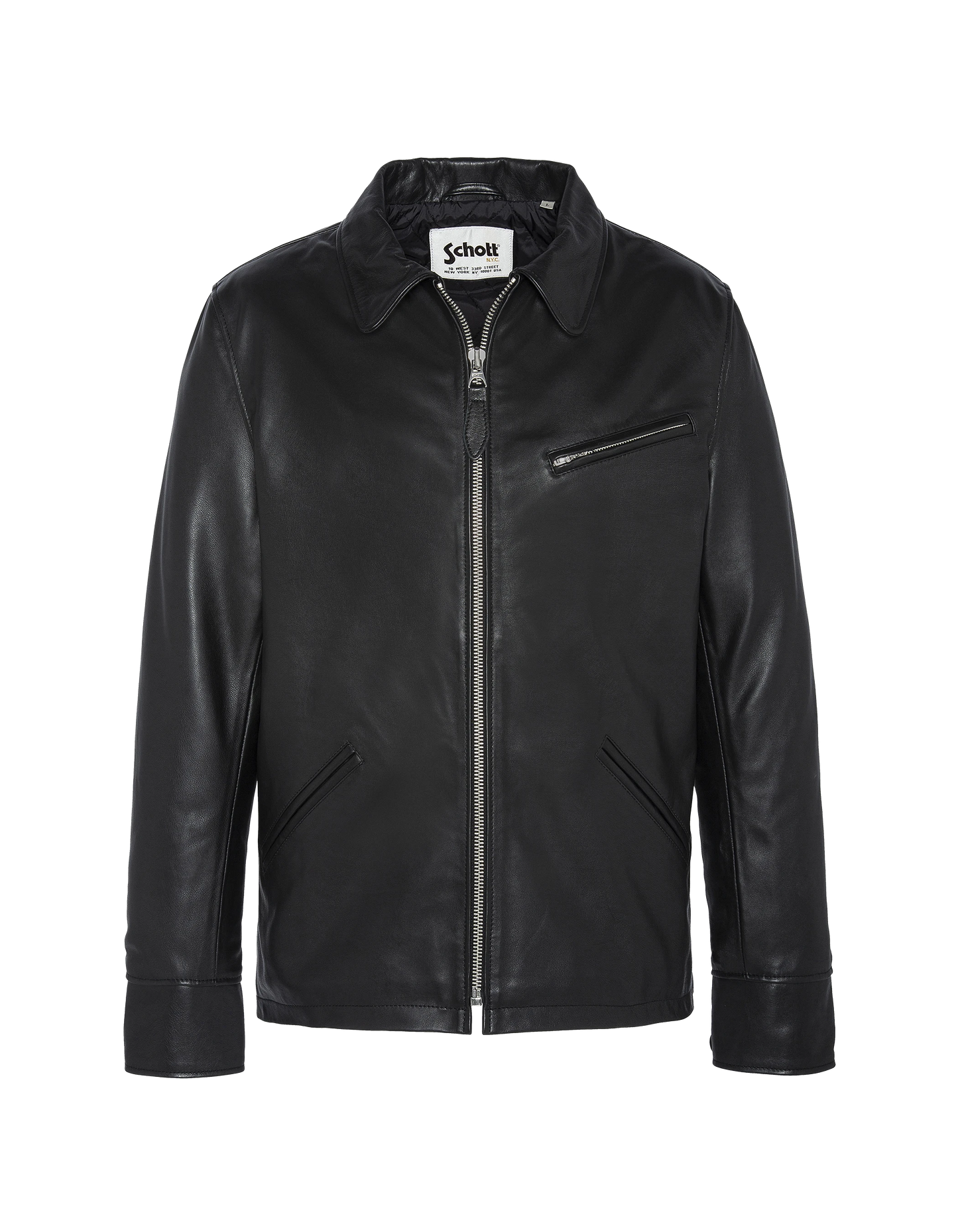 Blouson casual noir, cuir de vachette