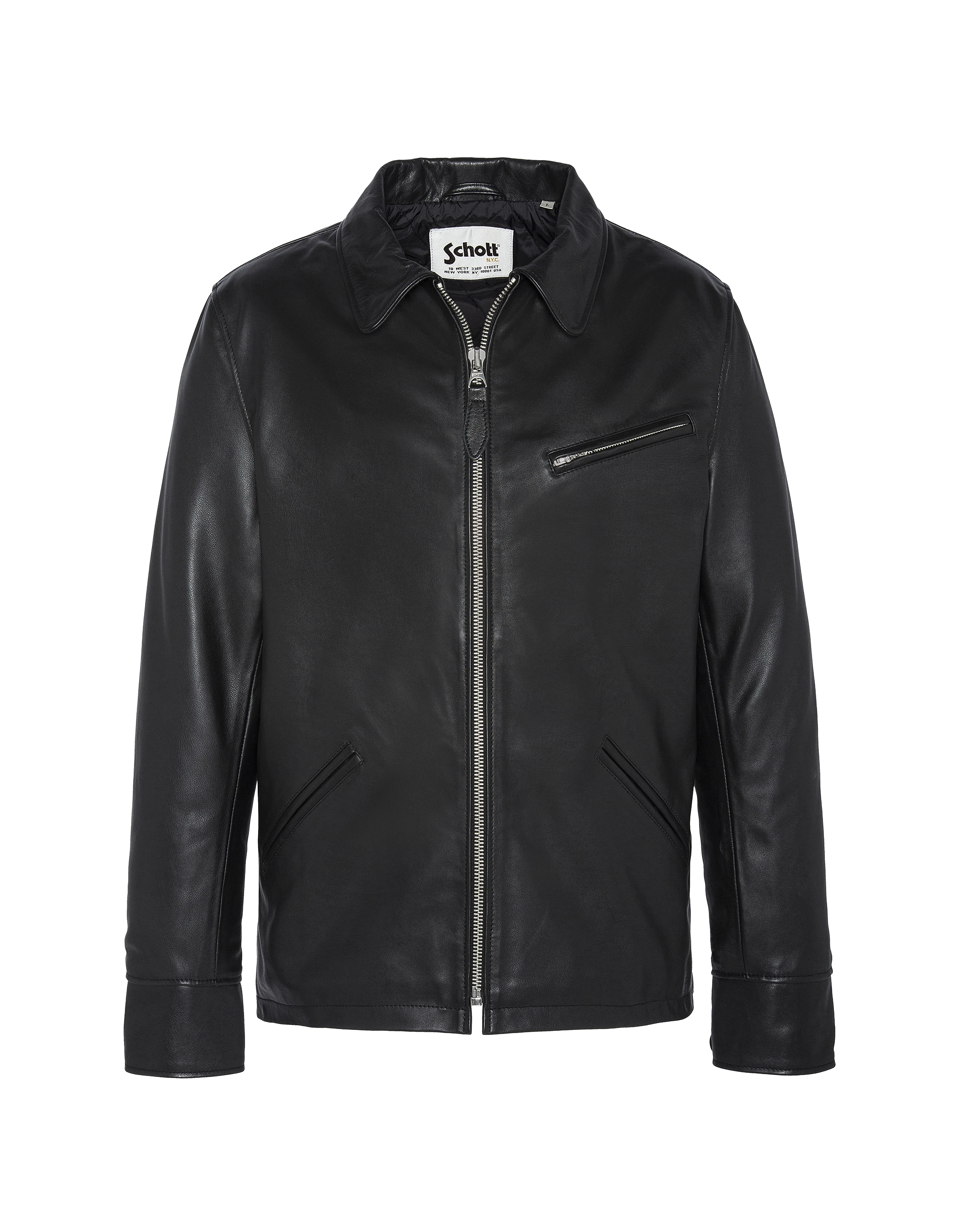 Blouson casual noir, cuir de vachette-2
