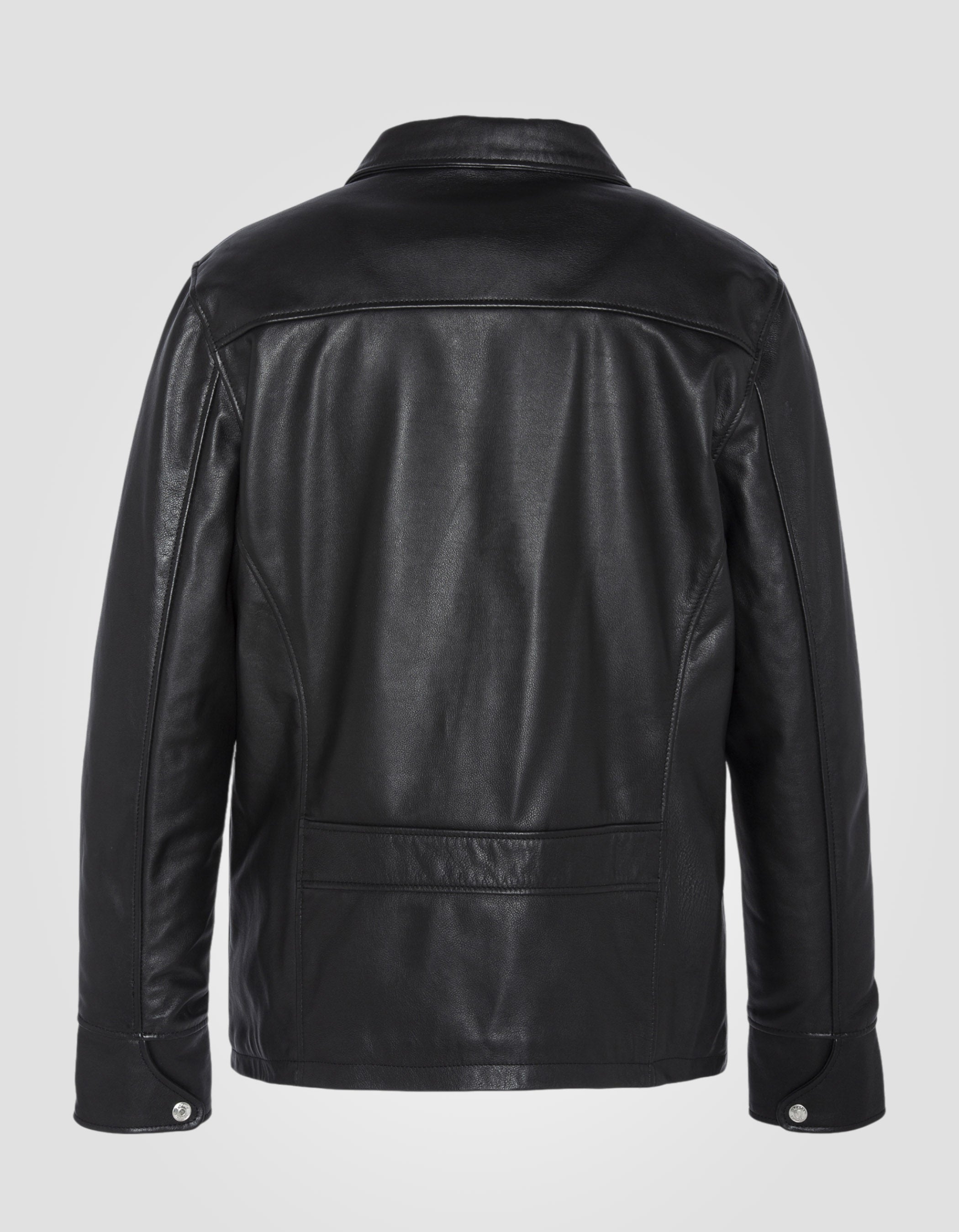 Schwarze lässige Jacke, Kuhläseserleder-5